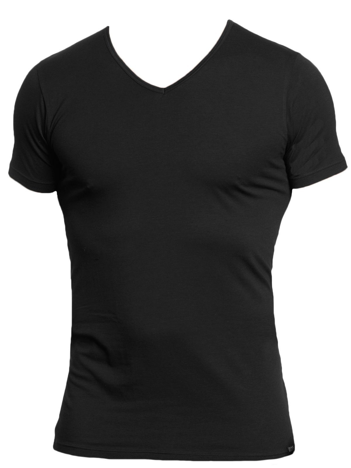 (Spar-Set, Single KUMPF schwarz T-Shirt Herren 2er Unterziehshirt Jersey Materialmix Sparpack 2-St)