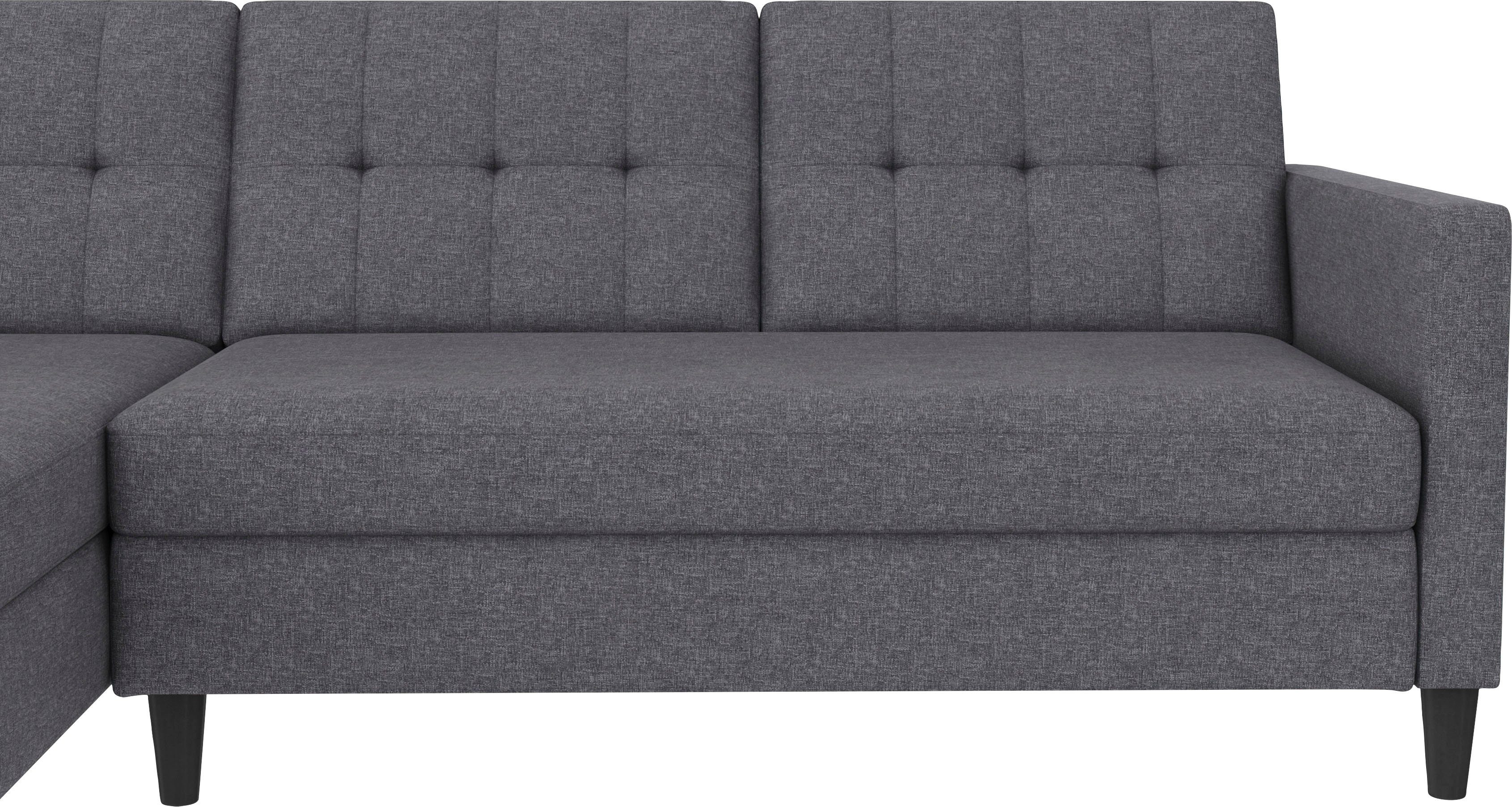 Dorel Home Ecksofa Hartford II, mit Bettfunktion und Stauraum, Recamiere beidseitig montierbar