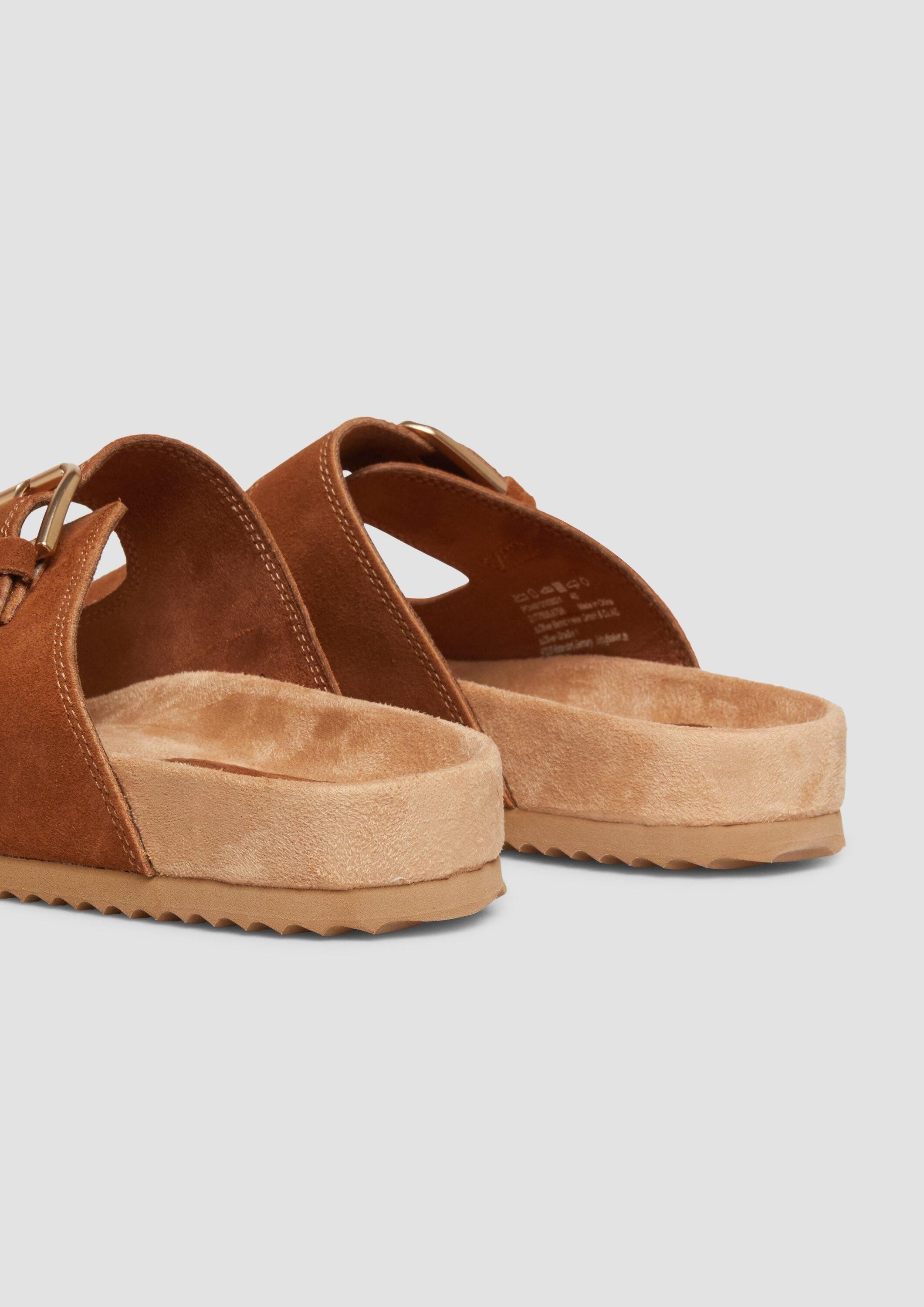 s.Oliver Pantoletten Slipper Echtleder-Sandalen mit dekorativen Details