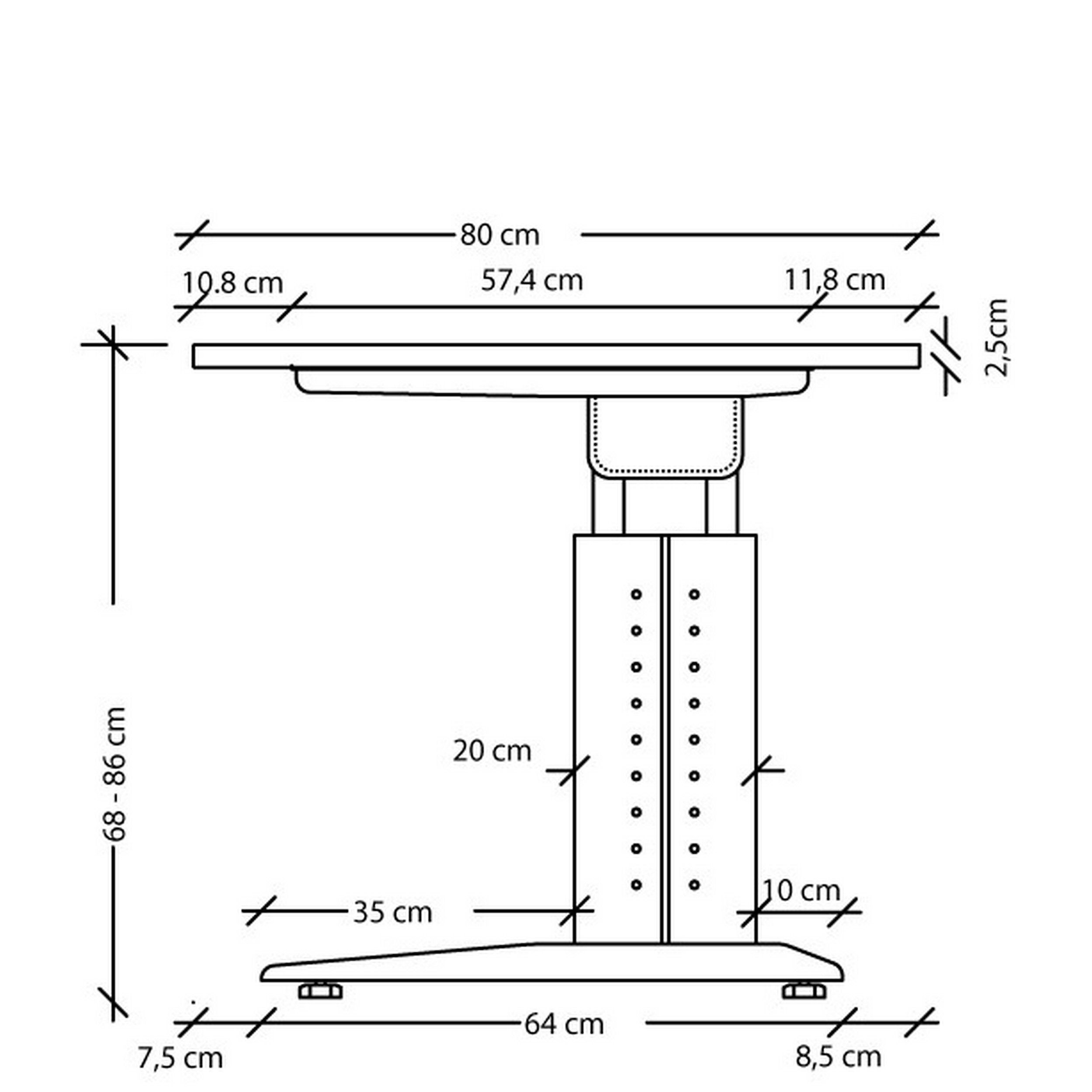 Rechteck: 180 cm bümö Serie-U, Weiß 80 Schreibtisch Gestell: Grau Schreibtisch - x - Dekor: