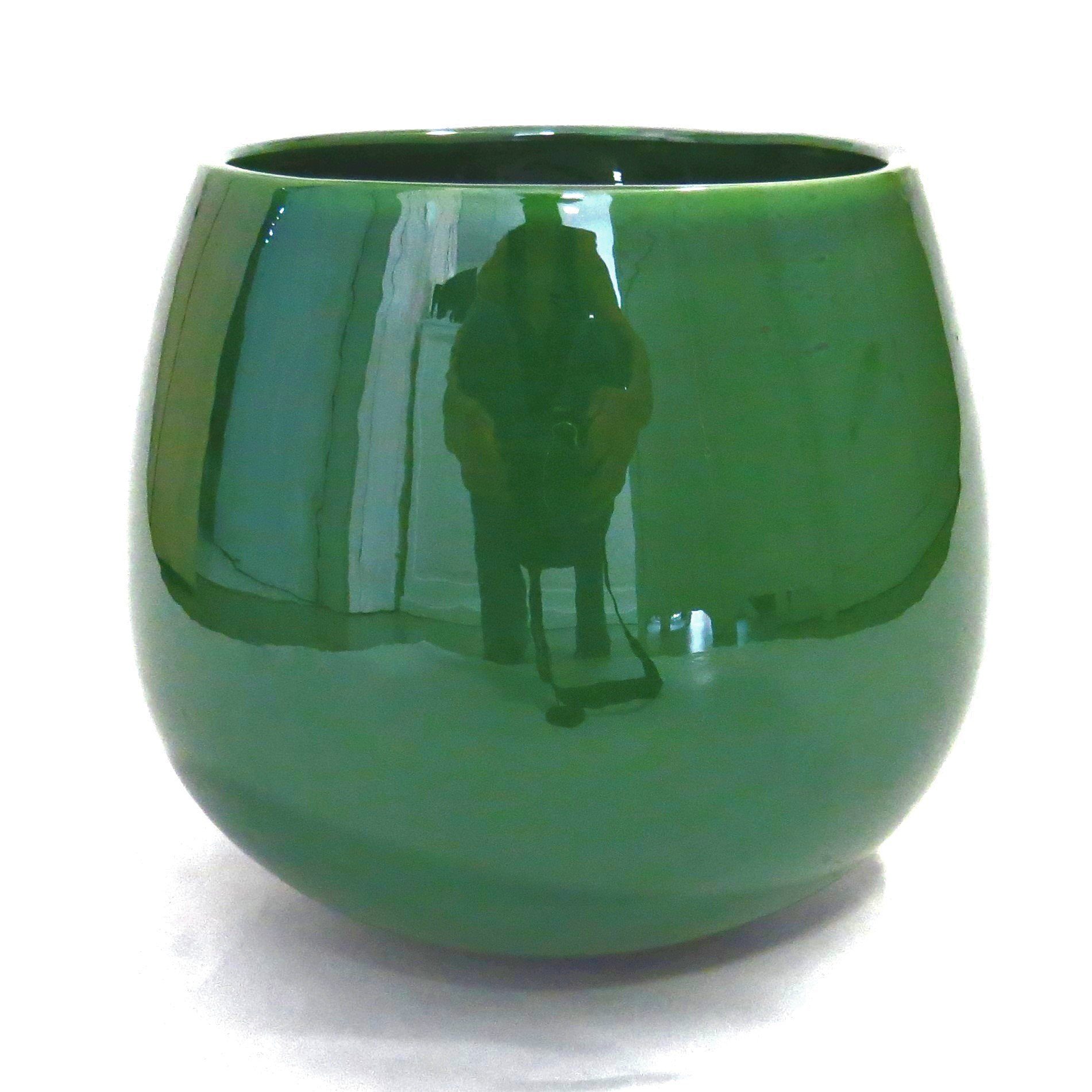 Übertopf Übertopf Vase Grün Rund Vintage Porzellan 20 x 20 cm, Vintage Grün