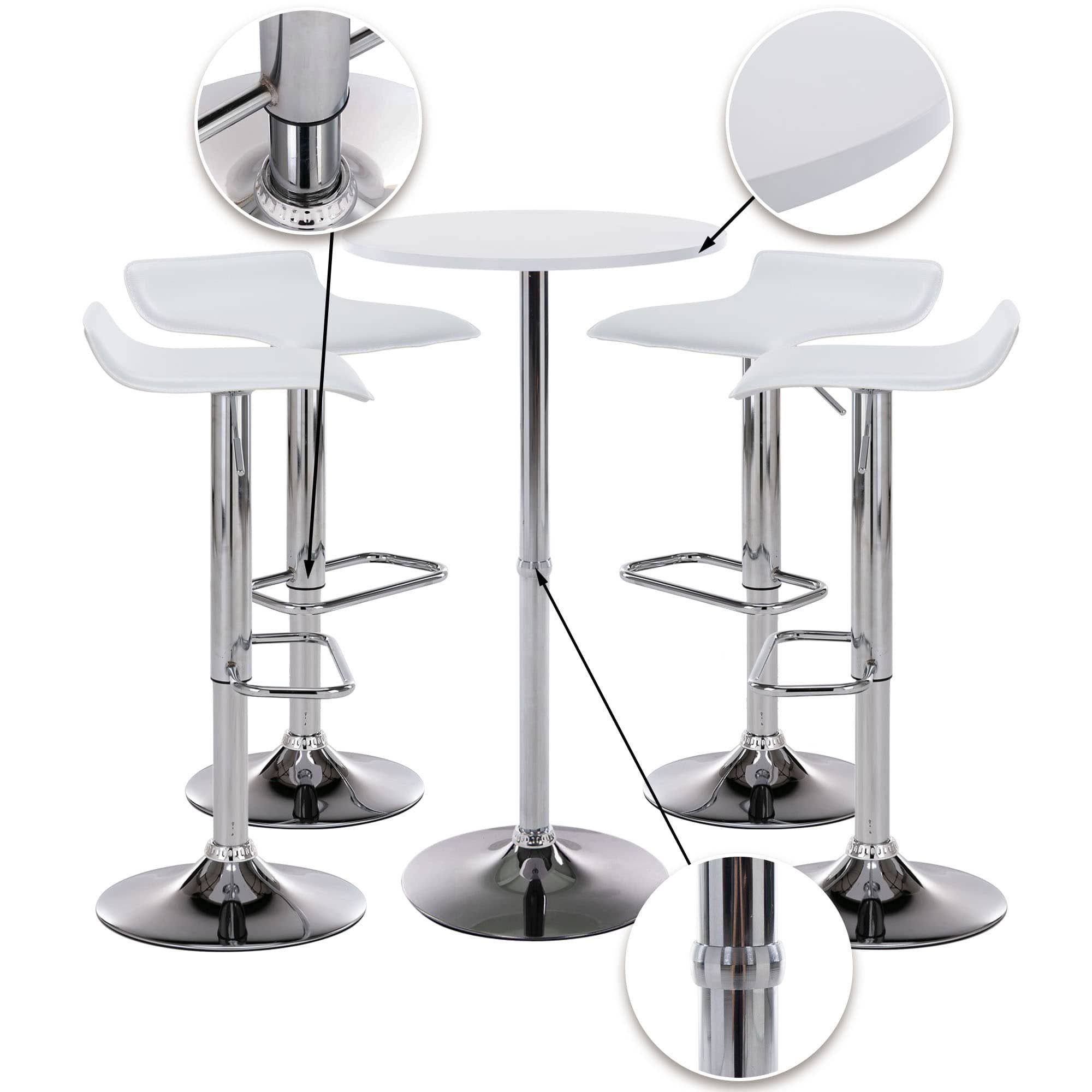 CLP Sitzgruppe Esberg, Tisch & 4 höhenverstellbare Hocker, Chrom-Optik