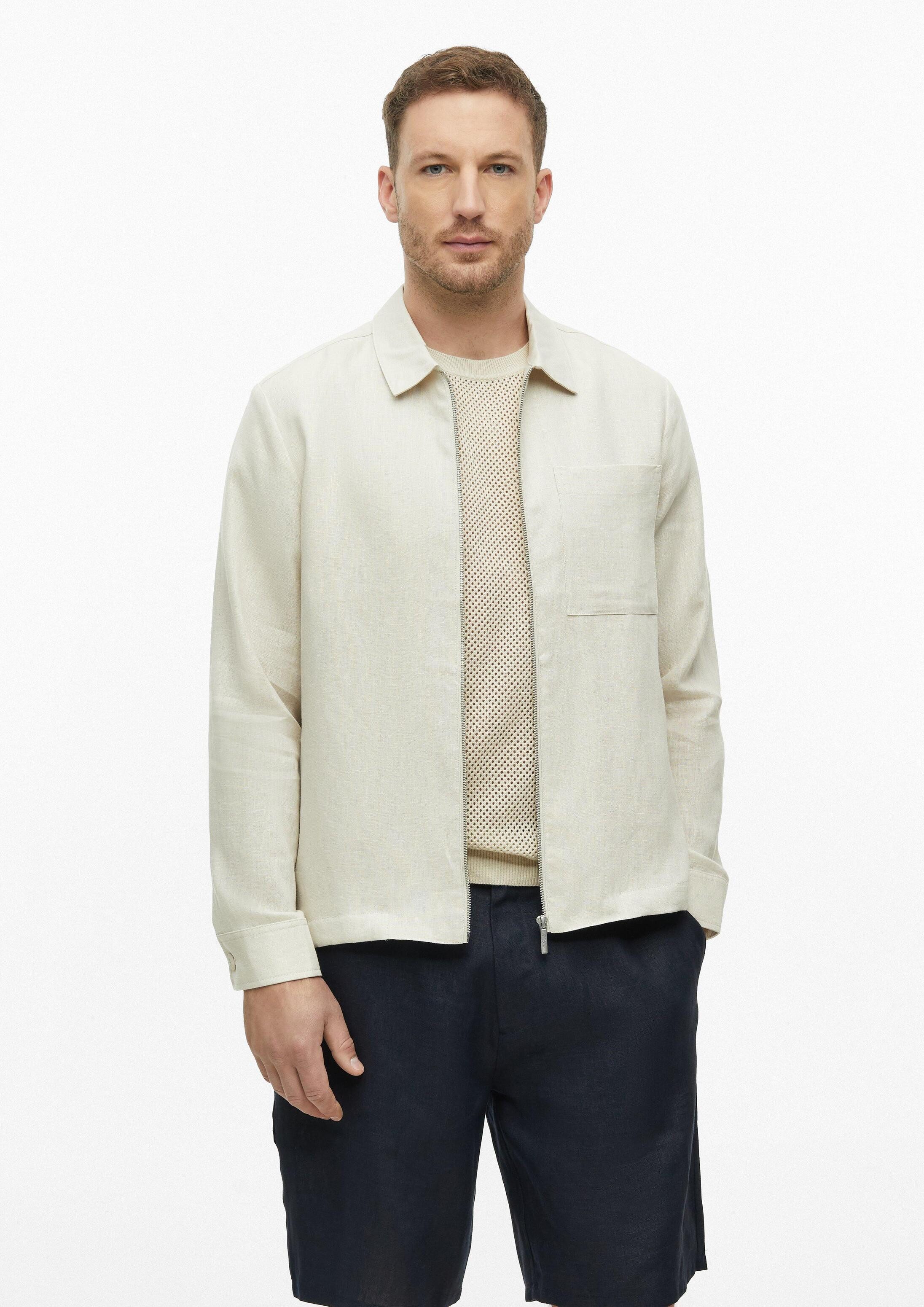 s.Oliver Hemdjacke Indoor-Jacke Overshirt aus Leinen mit Reißverschluss