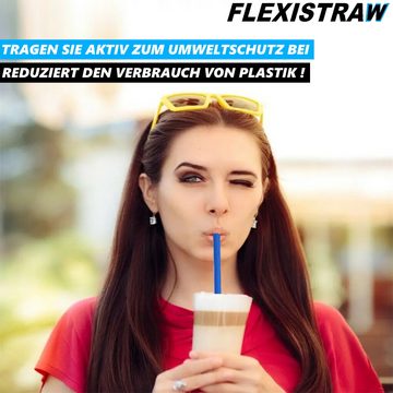 MAVURA Trinkhalme FLEXISTRAW Silikon Strohhalme Strohhalm XXL Trinkhalm, Set Blau wiederverwendbar 24cm [6er Set]