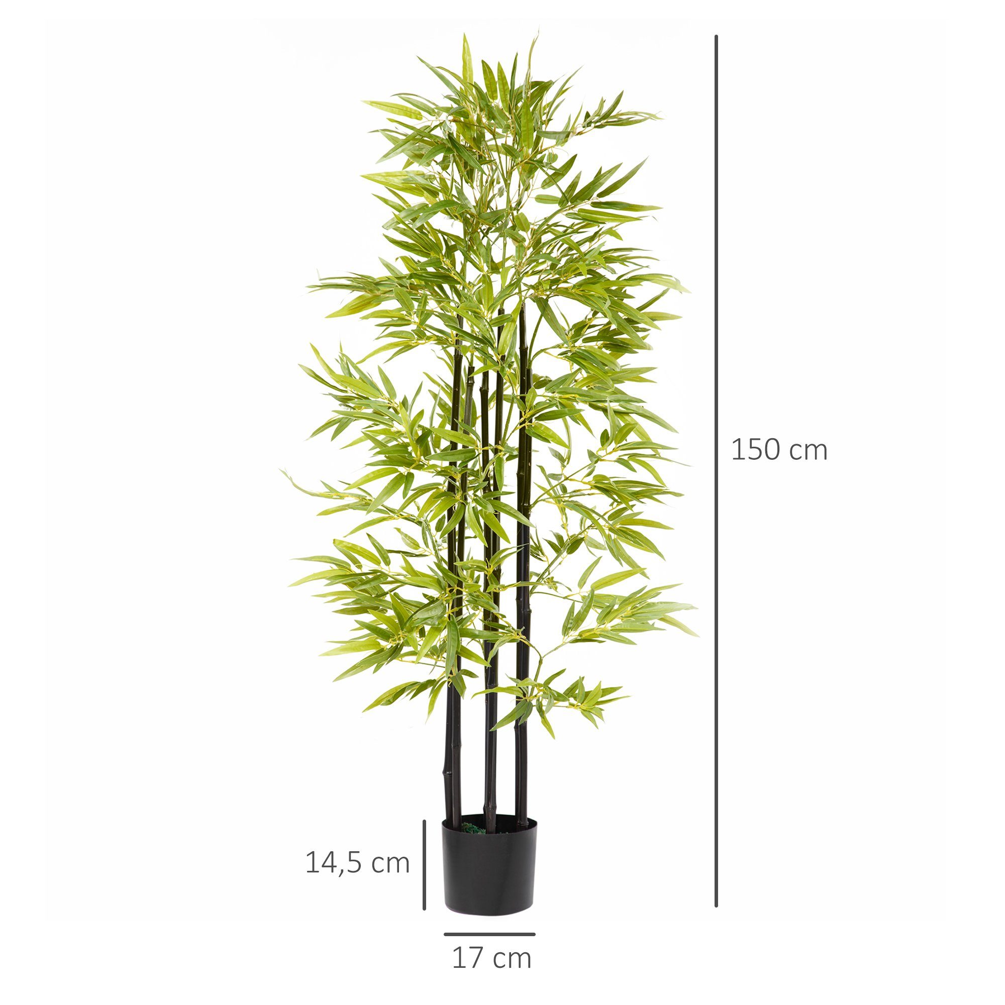 Kunstpflanze Bambus, HOMCOM, künstliche Höhe inkl. Pflanze cm, Übertopf 150