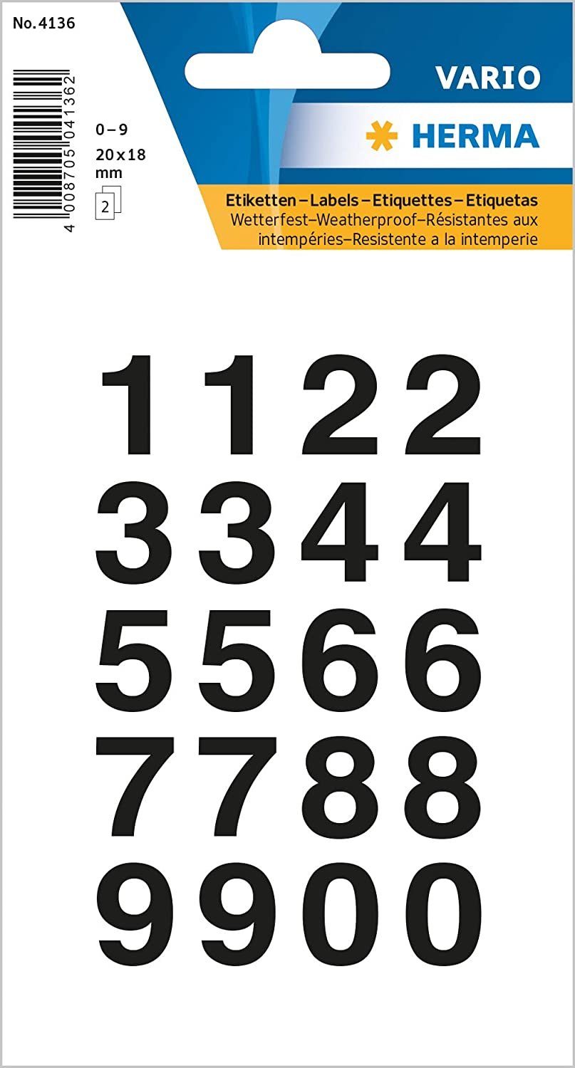selbstklebende Ziffern 0 - 9 in Schwarz - Aufkleber-Shop