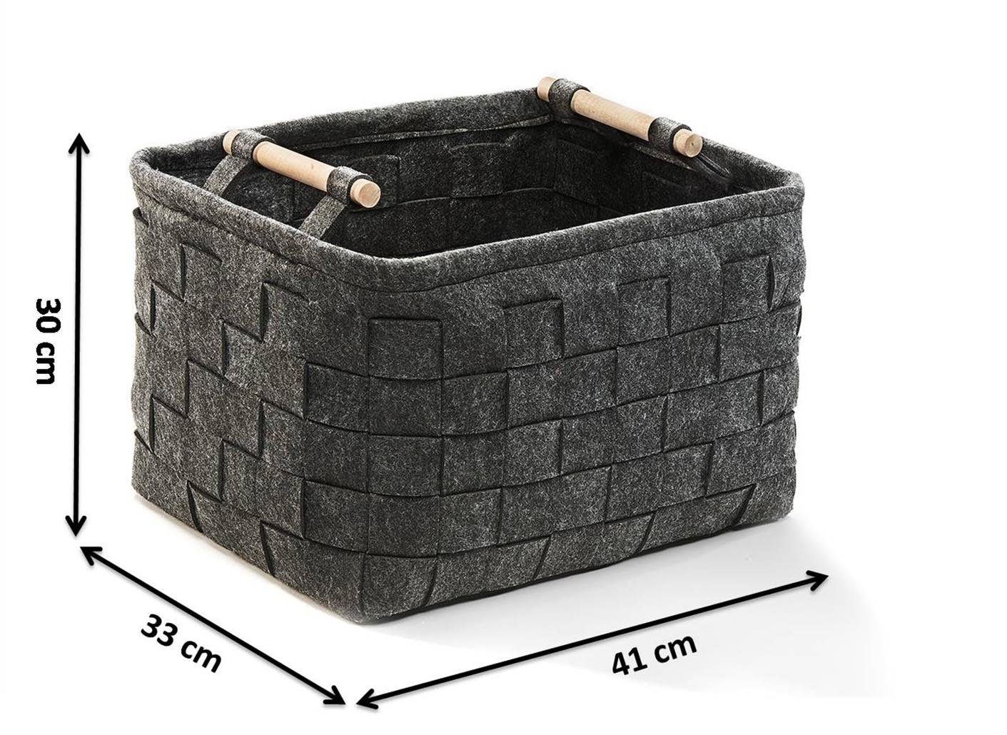 Kobolo Kaminholzkorb Filzkorb Aufbewahrungskorb dunkelgrau 41x33x30cm günstig online kaufen