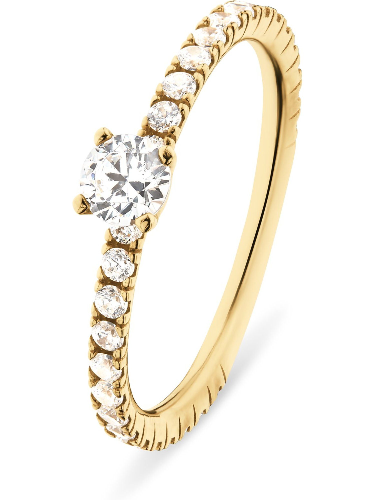 CHRIST Fingerring CHRIST Damen-Damenring 375er Gelbgold 24 Zirkonia, Zirkonia