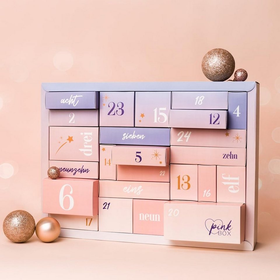 Pink Adventskalender 2023 Adventskalender 24 hochwertige Beautyprodukte, im  Wert von über 400€ für junge, beautyaffine Frauen