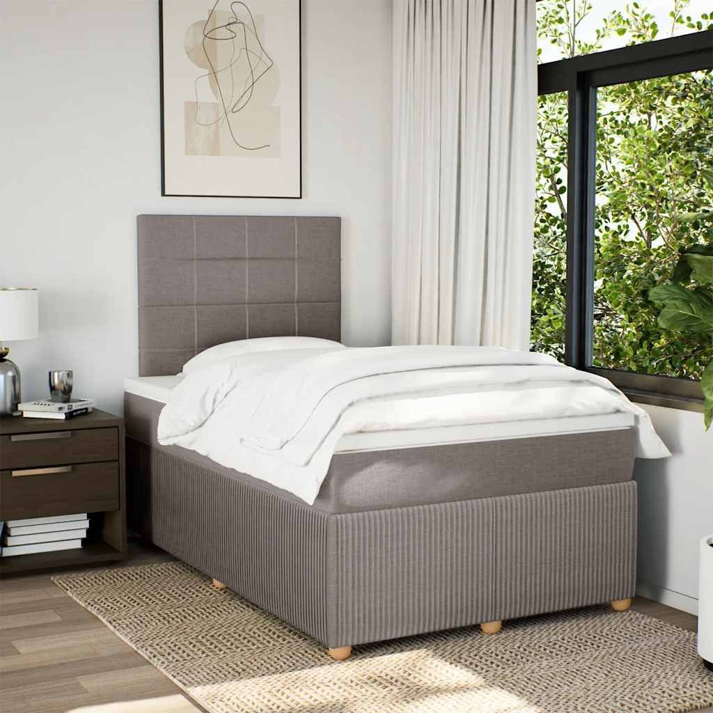 vidaXL Bett Boxspringbett mit Matratze Taupe 120x190 cm Stoff