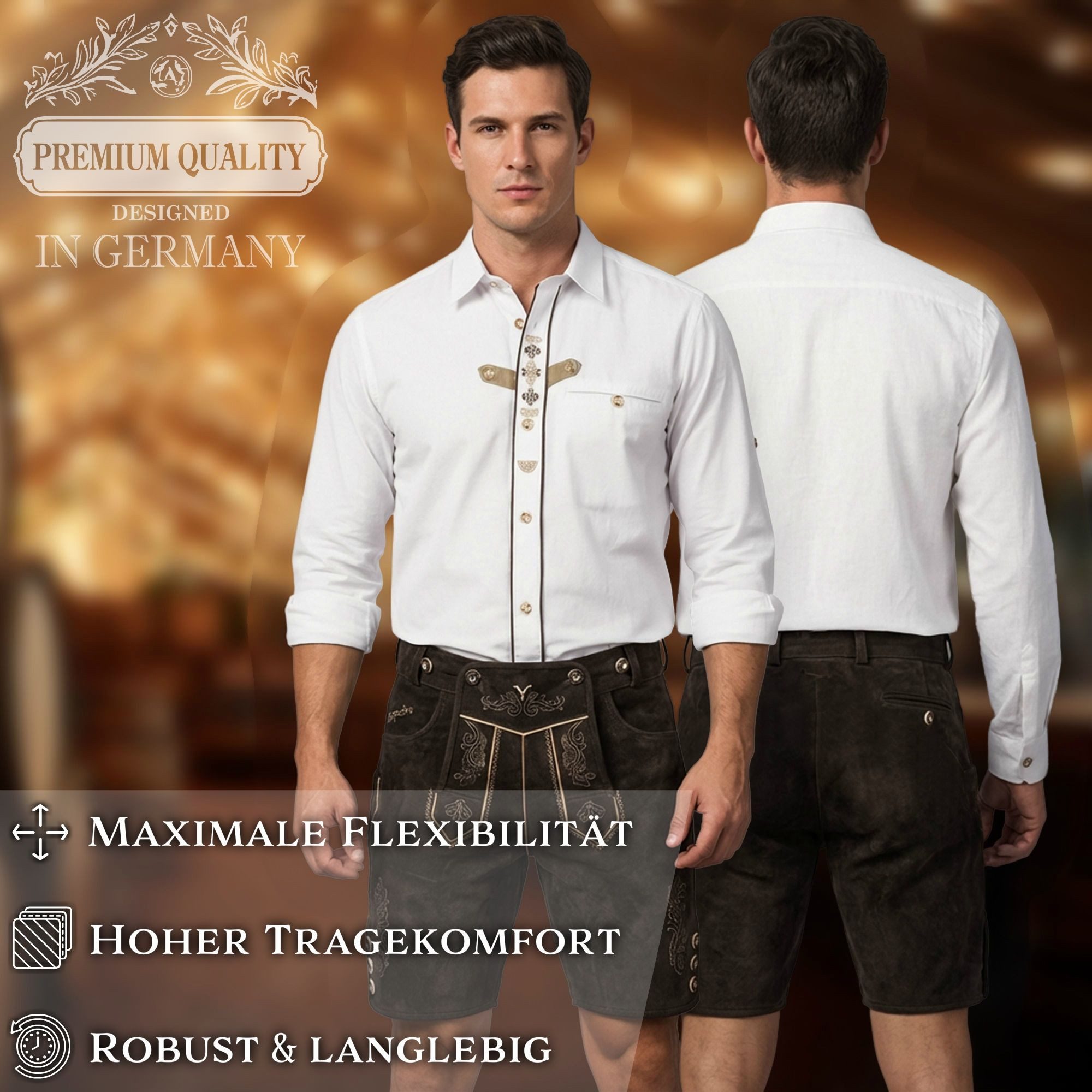 Steigenhöfer Manufaktur Trachtenhemd Herren Langarm - Vincent - Mit Trachten und Jeans kombinierbar Traditionelles Herren Hemd mit Kentkragen für dein Oktoberfe – Bild 5 von 5