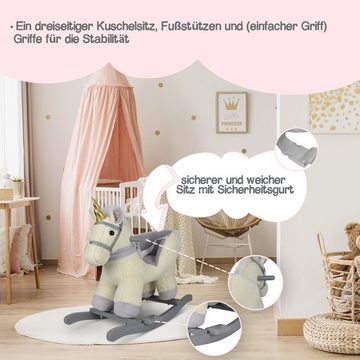 Infantastic Schaukeltier Schaukelspielzeug Babyschaukel Plüsch, mit Soundfunktion, aus Holz und Plüsch