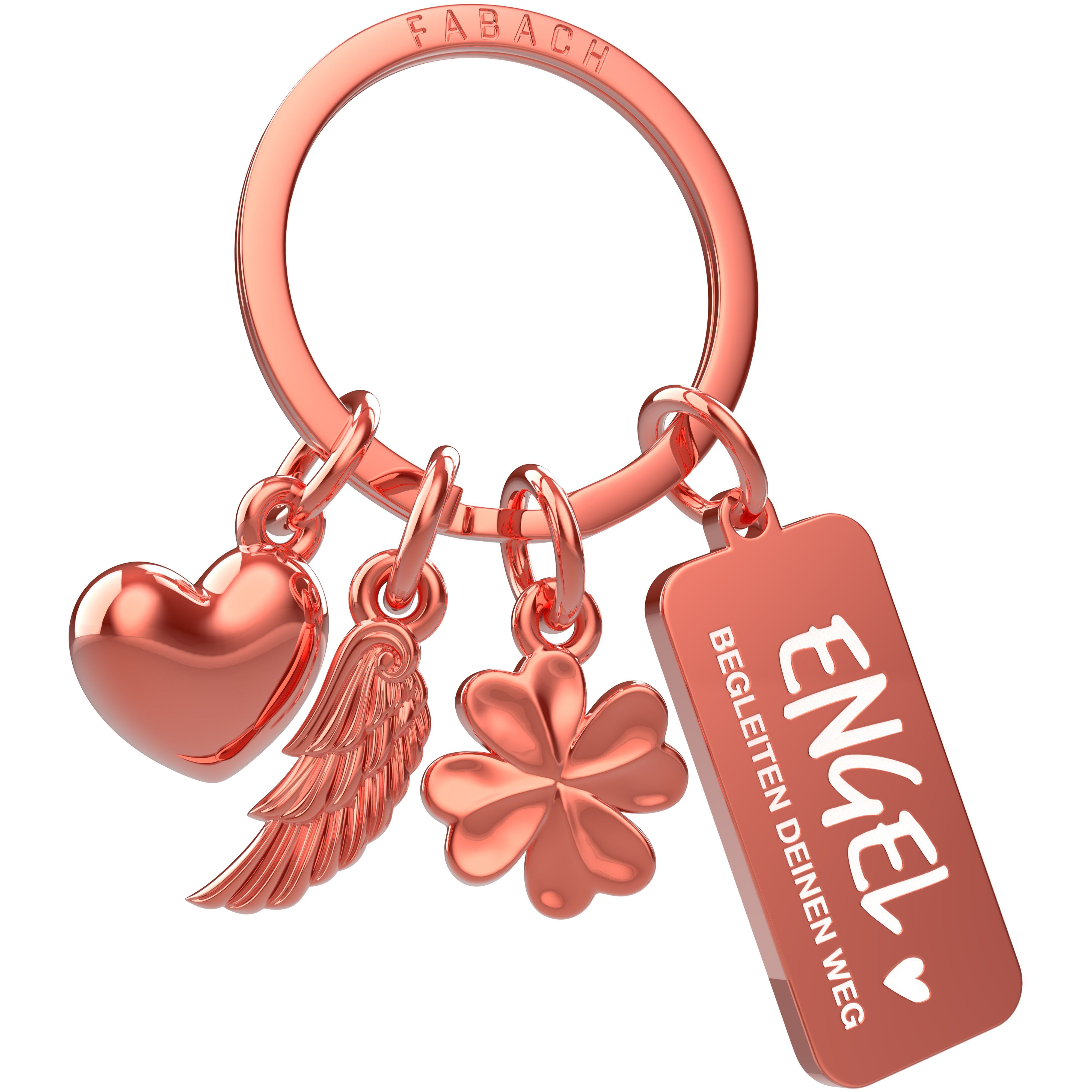 FABACH Schlüsselanhänger Drei Charms Glücksbringer mit Gravur "Engel beglei günstig online kaufen