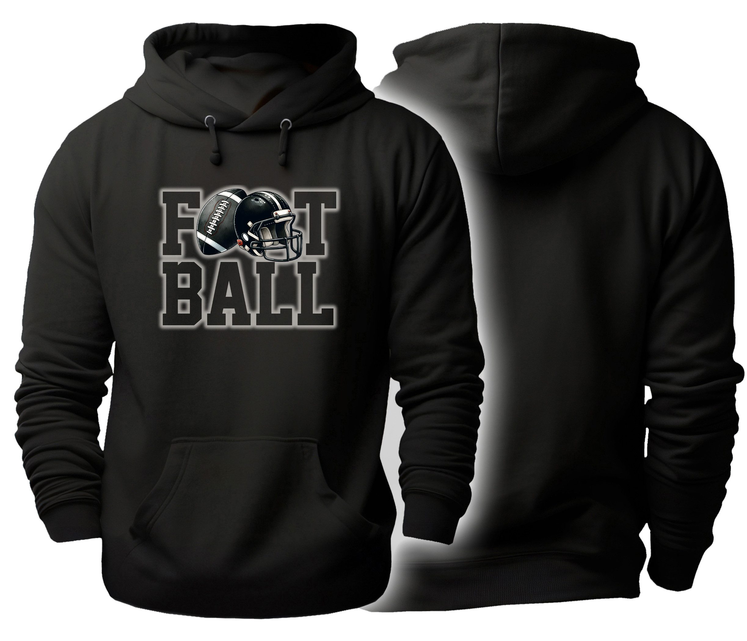 MyDesign24 Hoodie American Football Kapuzen Pullover Schwarzer Herren und Damen Hoodie Gr.XS i509