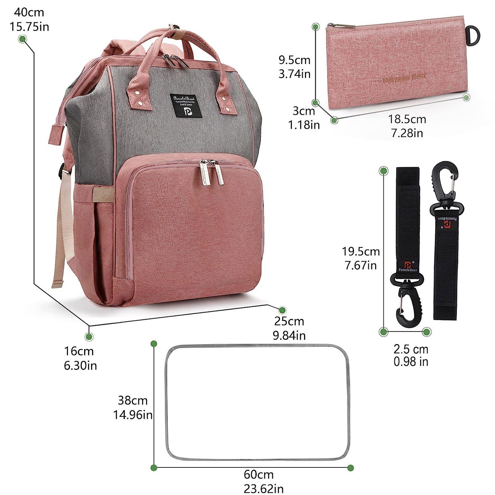 OKWISH Wickelrucksack Wickeltasche wasserabweisend Multifunktions-Babytaschen (Windeln Babyflasche Milchfläsche Rucksack Tasche mit Flaschenhalter, für Mama und Papa unterwegs), mit tragbarer mobiler Wickelauflage Schnullerhalter Kinderwagengurte