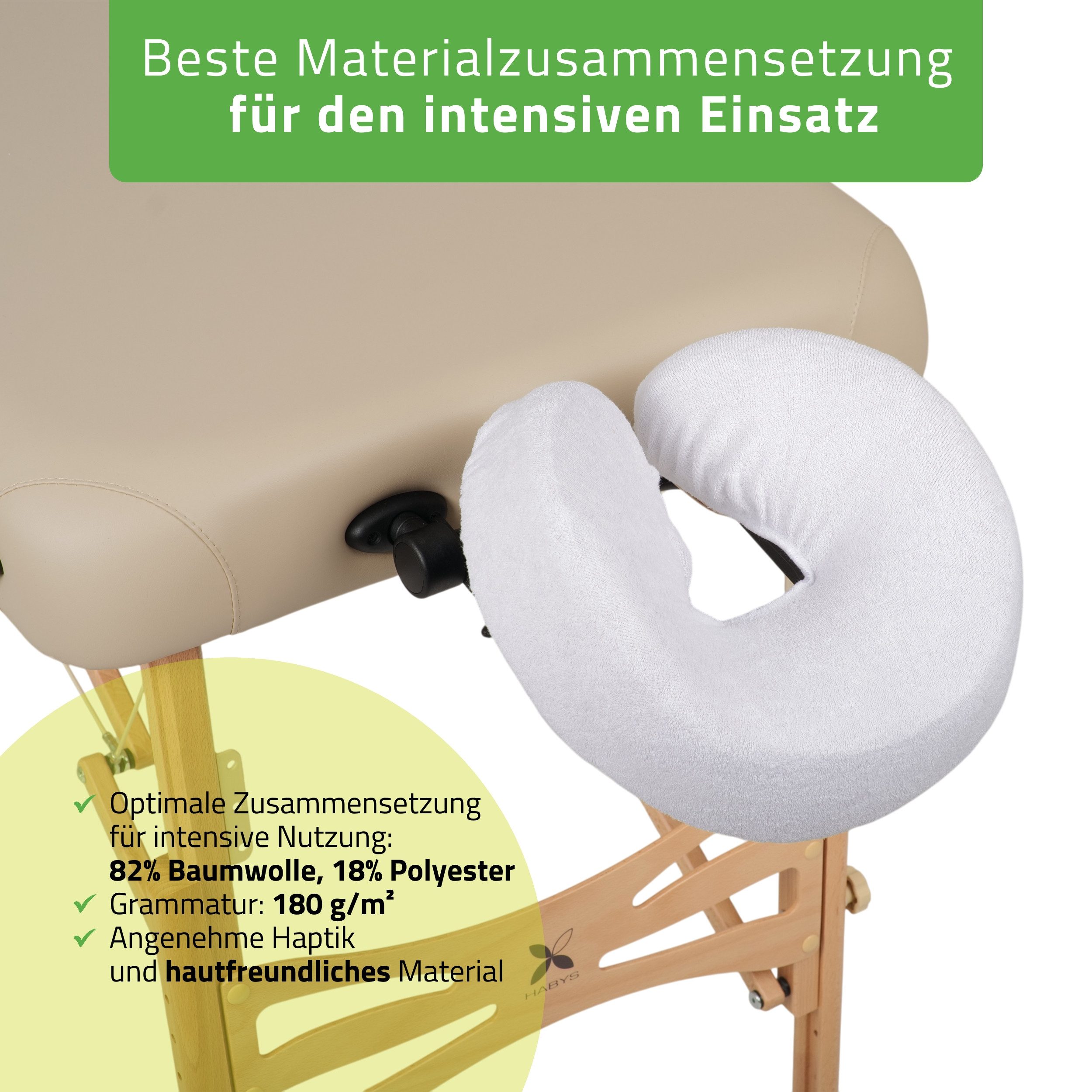 Habys Massageliege Frottee Kopfstützenbezug mit Gummizug Spannbezug Weiß