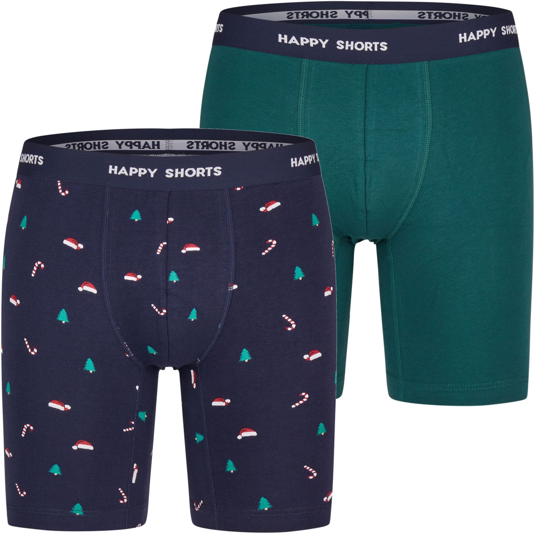 HAPPY SHORTS Trunk 2 Happy Shorts Jersey Trunk Lang Herren Boxershorts Weihnachtsmotive (1-St)