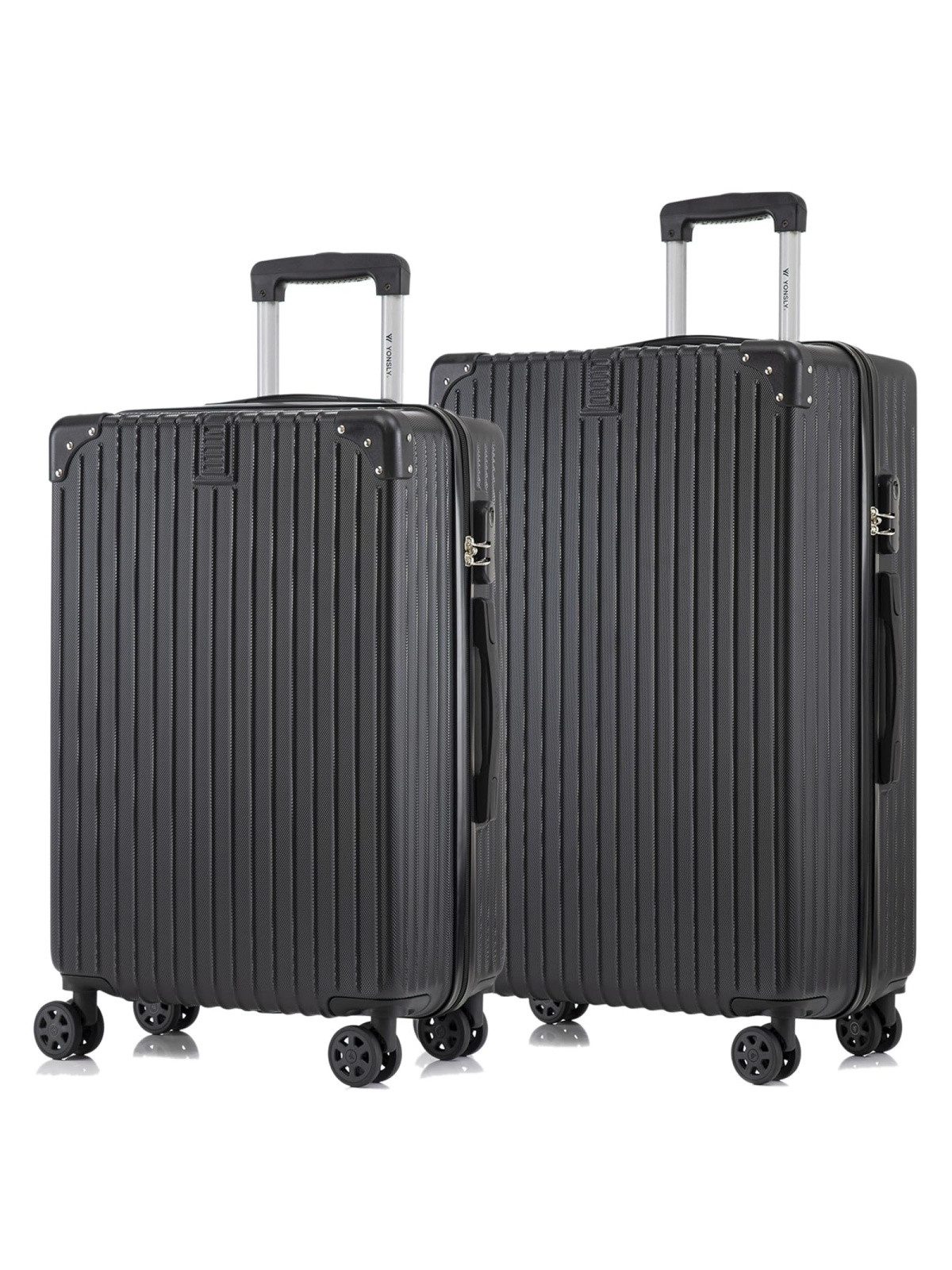 YONSLY Trolleyset Reisekoffer Hartschalen Trolley Rollkoffer Gepäckset für Reisen, 4 Rollen, (Hartschalen-Kabinenkoffer Set (L,XL), 2 tlg., Hartschalen Trolley Set), ABS-Hartschale, Zahlenschloss, 360°-Doppelrollen, Gummigriff