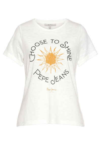 Pepe Jeans Print-Shirt »ASTRID« mit großem "Choose to Shine" und Logo Frontprint in sonst schlichter Optik