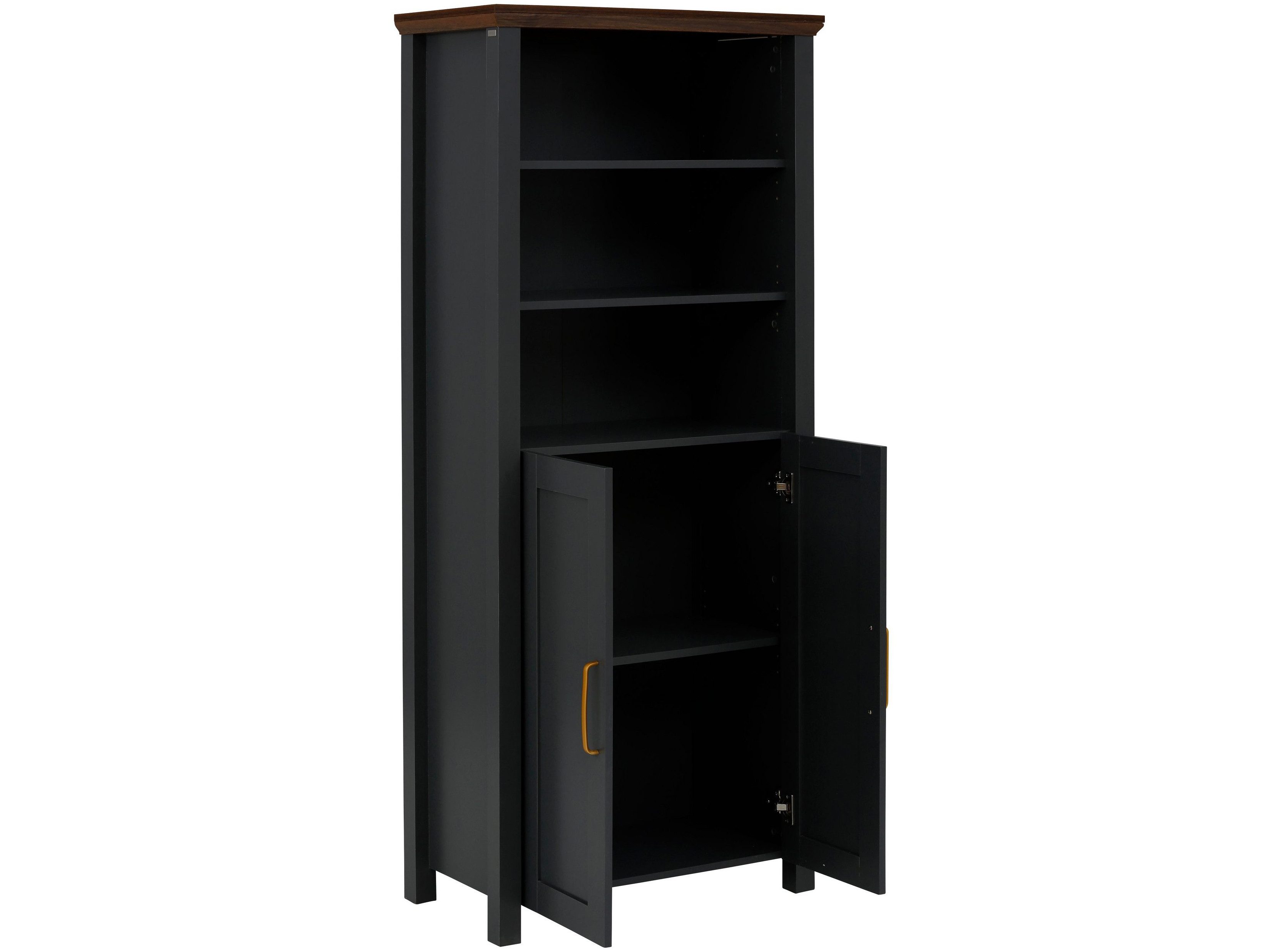 loft24 Bücherregal Marly - Regal Standregal Wohnzimmerregal, Bücherschrank, Standregal, Regal mit Türen, MDF, 176 cm hoch