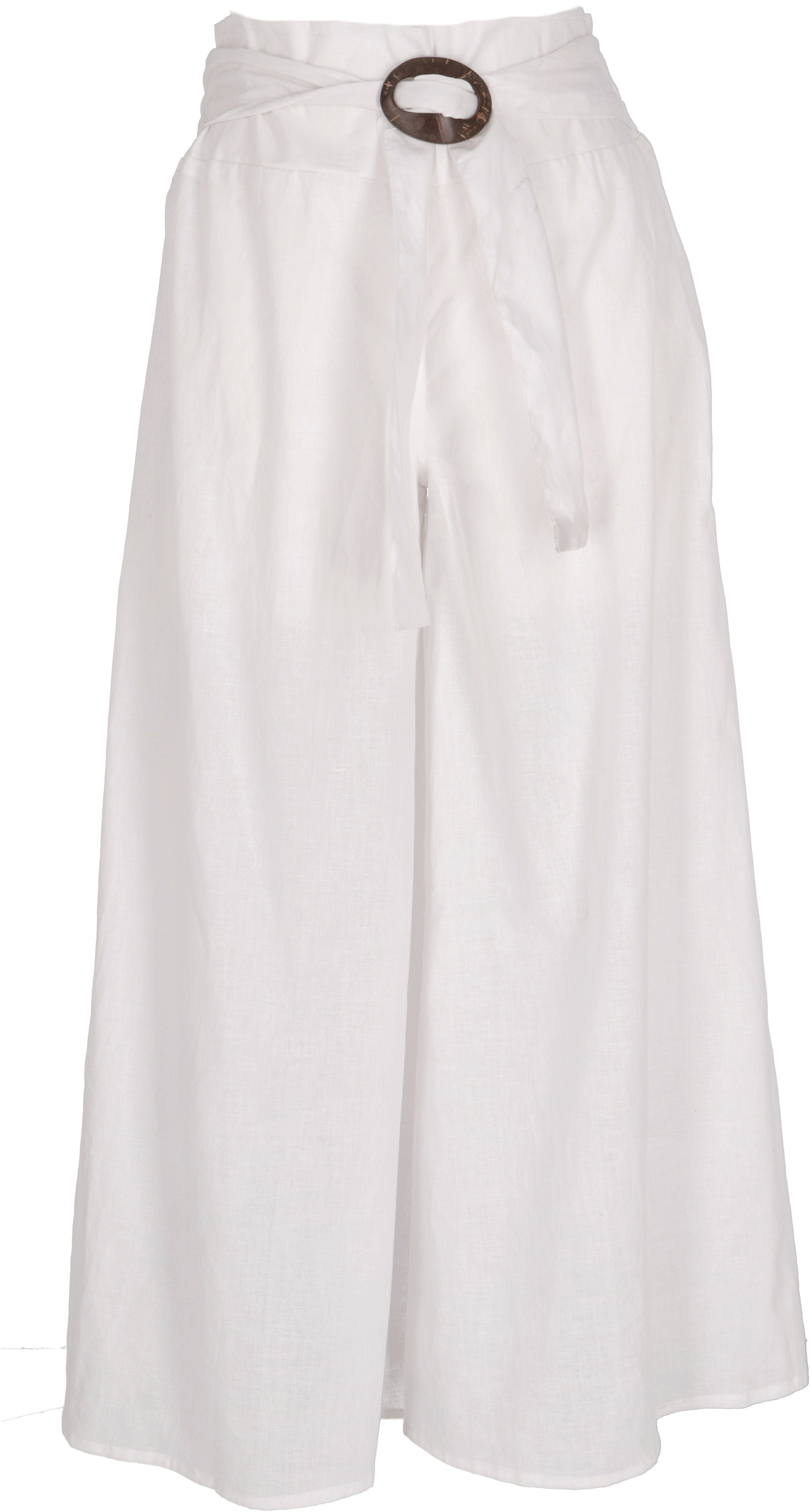 Guru-Shop Relaxhose Luftige Sommerhose mit Kokosschnalle,.. alternative Bekleidung weiß | Relaxhosen