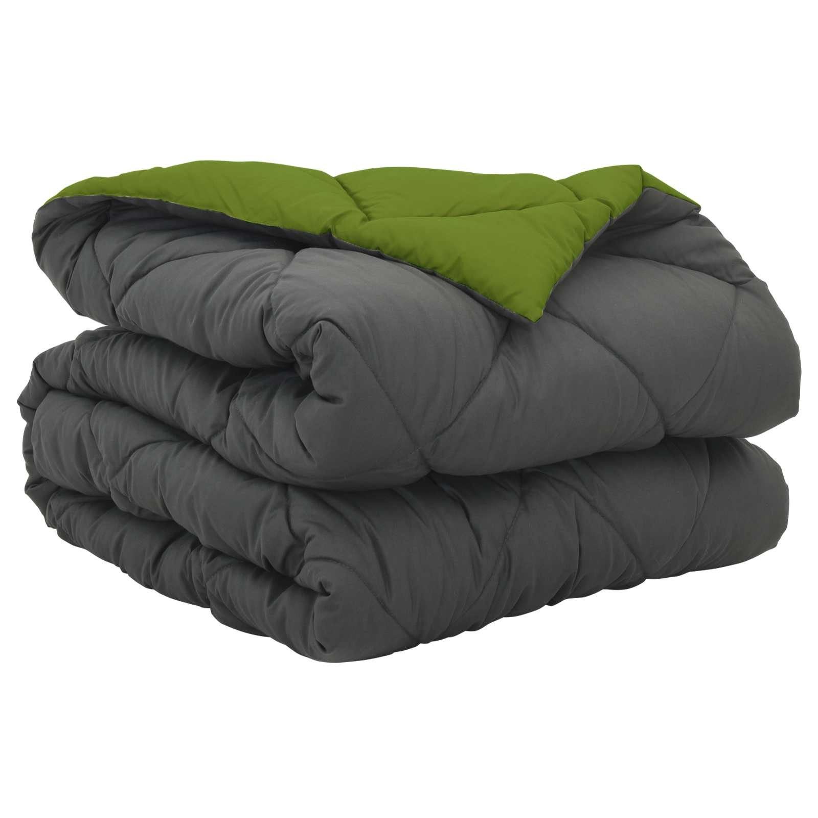 vidaXL Baumwollbettdecke Ganzjahresbettdecke Grün und Anthrazit 135 x 220 c günstig online kaufen