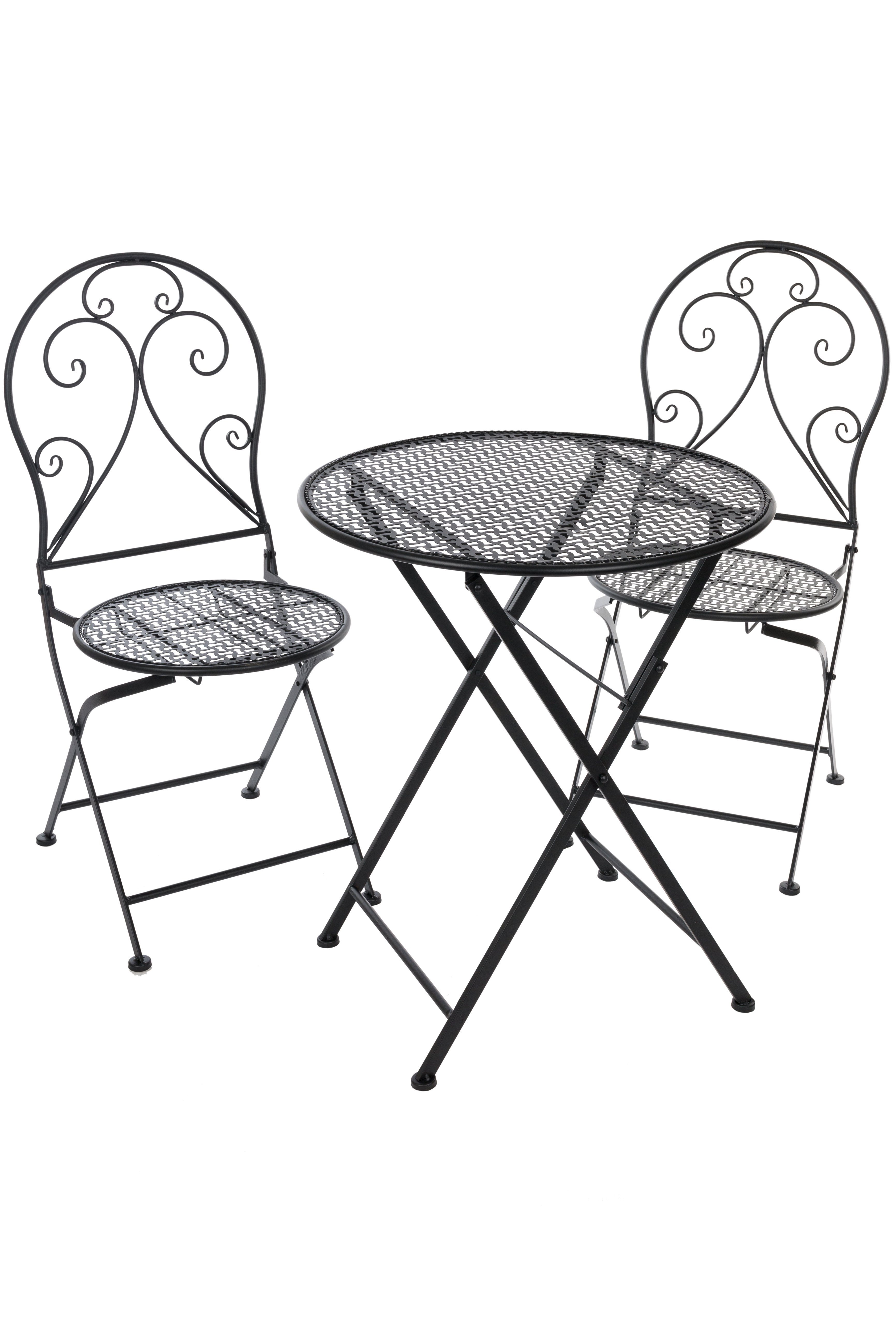 elbmöbel Balkonset »Bistroset Bistrotisch 2 Stühle aus Metall schwarz  Sitzgarnitur Sitzgruppe Balkonset«, platzsparend verstaubar