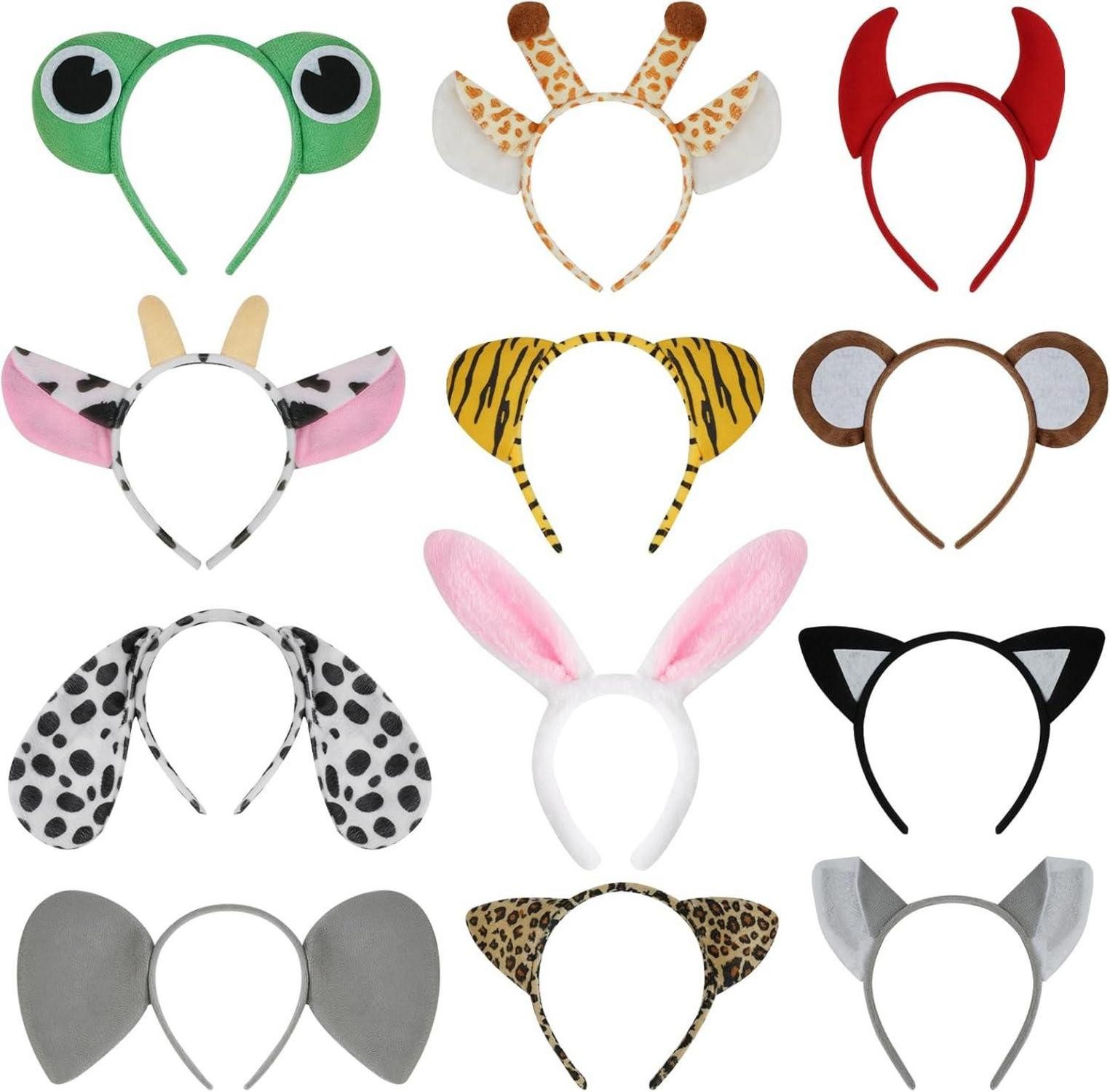 Haarreif Tier Haarreifen 12er Set Plüschtierstirnband Kinder Mottoparty
