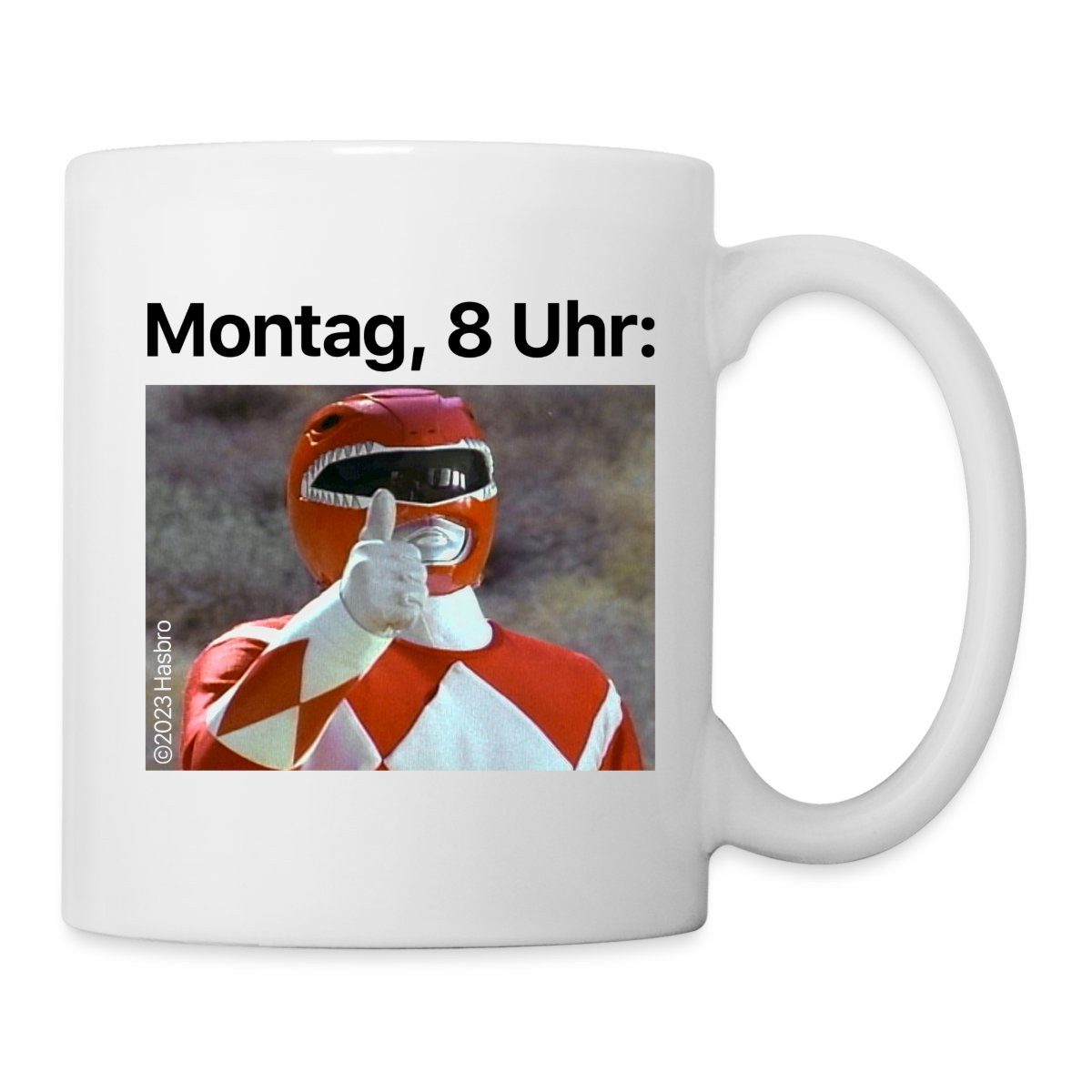 Spreadshirt Tasse Power Rangers Roter Ranger Montag 8 Uhr Tasse, Keramik