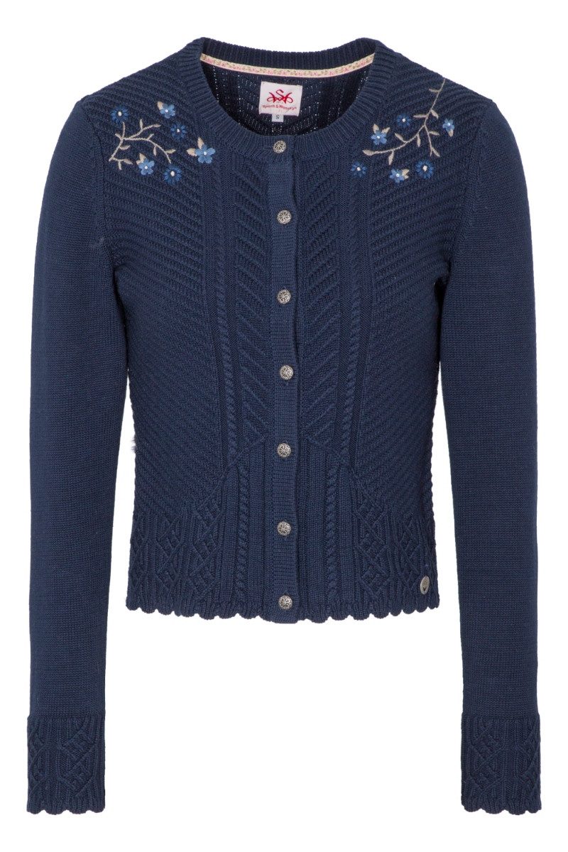Trachtenstrickjacke Trachten Strickjacke - WEDA - silbergrau, nachtblau