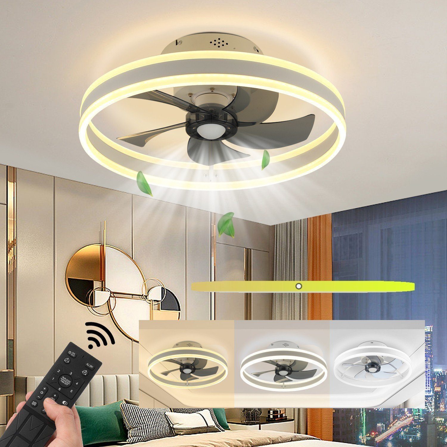 WILGOON Deckenventilator 36W Ventilator Deckenleuchte, 6 günstig online kaufen
