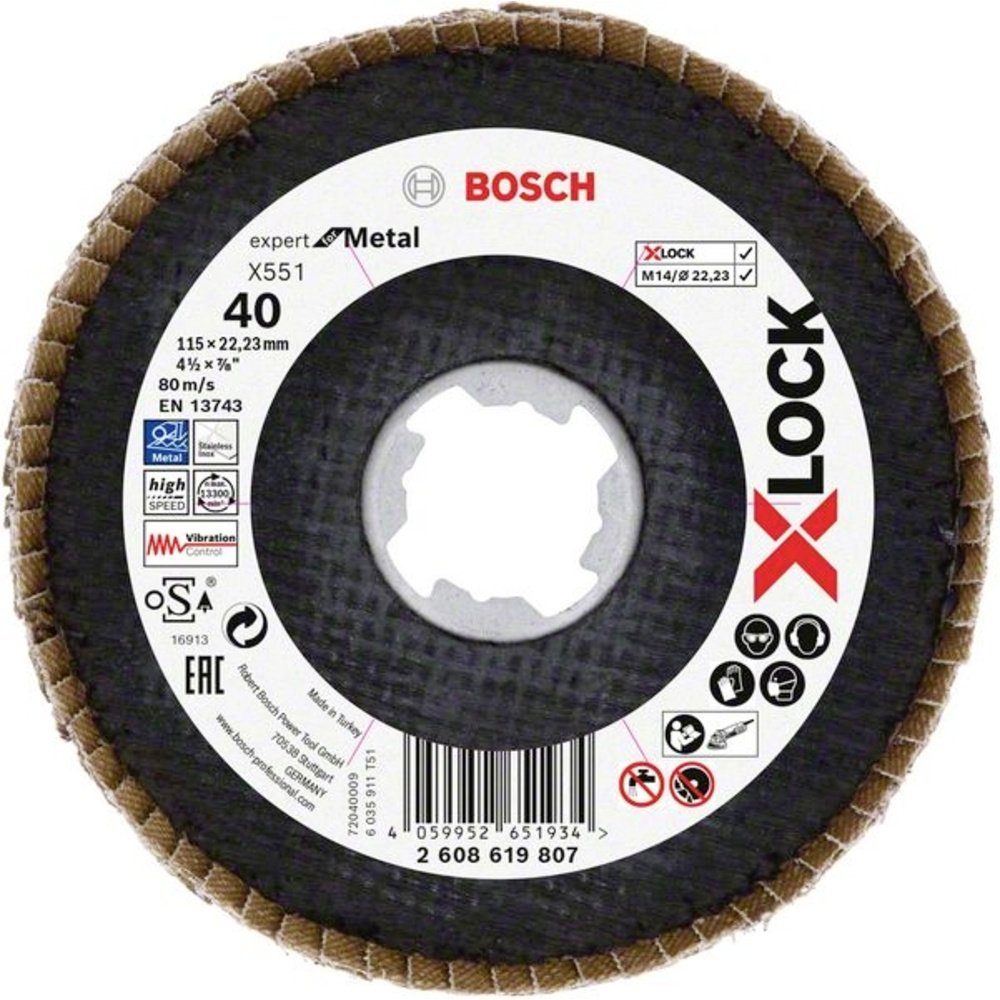 Bosch Professional Schleifscheibe Bosch Accessories 2608619807 X551 Fächerschleifscheibe Durchmesser 115 | Schleifblätter