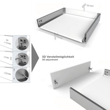 SO-TECH® Schubkasten System JUNKER SLIM H: 167 mm bis 35 kg Last mit Push to open, weiß, 13 mm schlanke Schubladenzargen, Nennlänge 300 mm