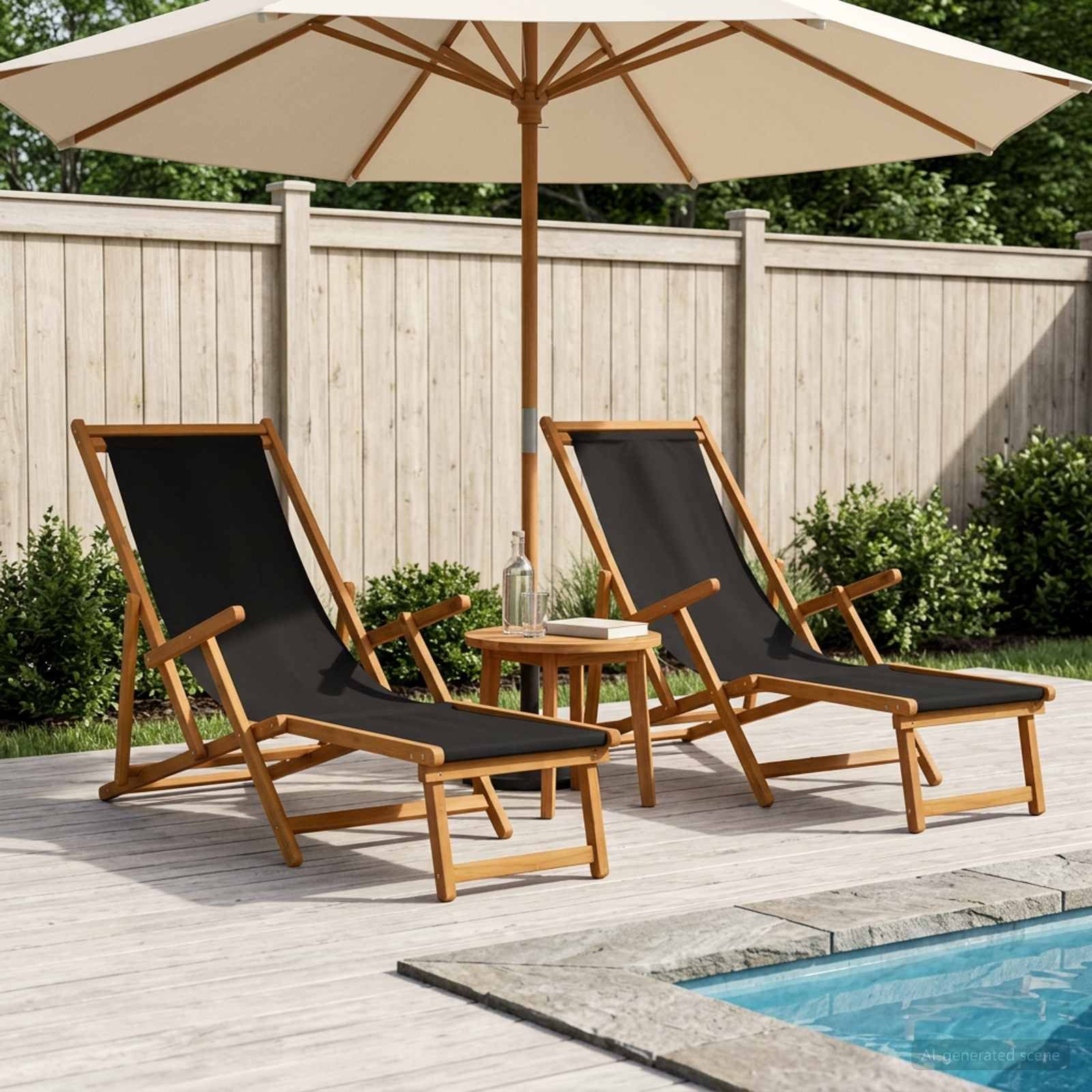 vidaXL Gartenliege Klappbare Sonnenliege 2 pcs 3 Position Massives Eukalyptus Holz, 2 St.