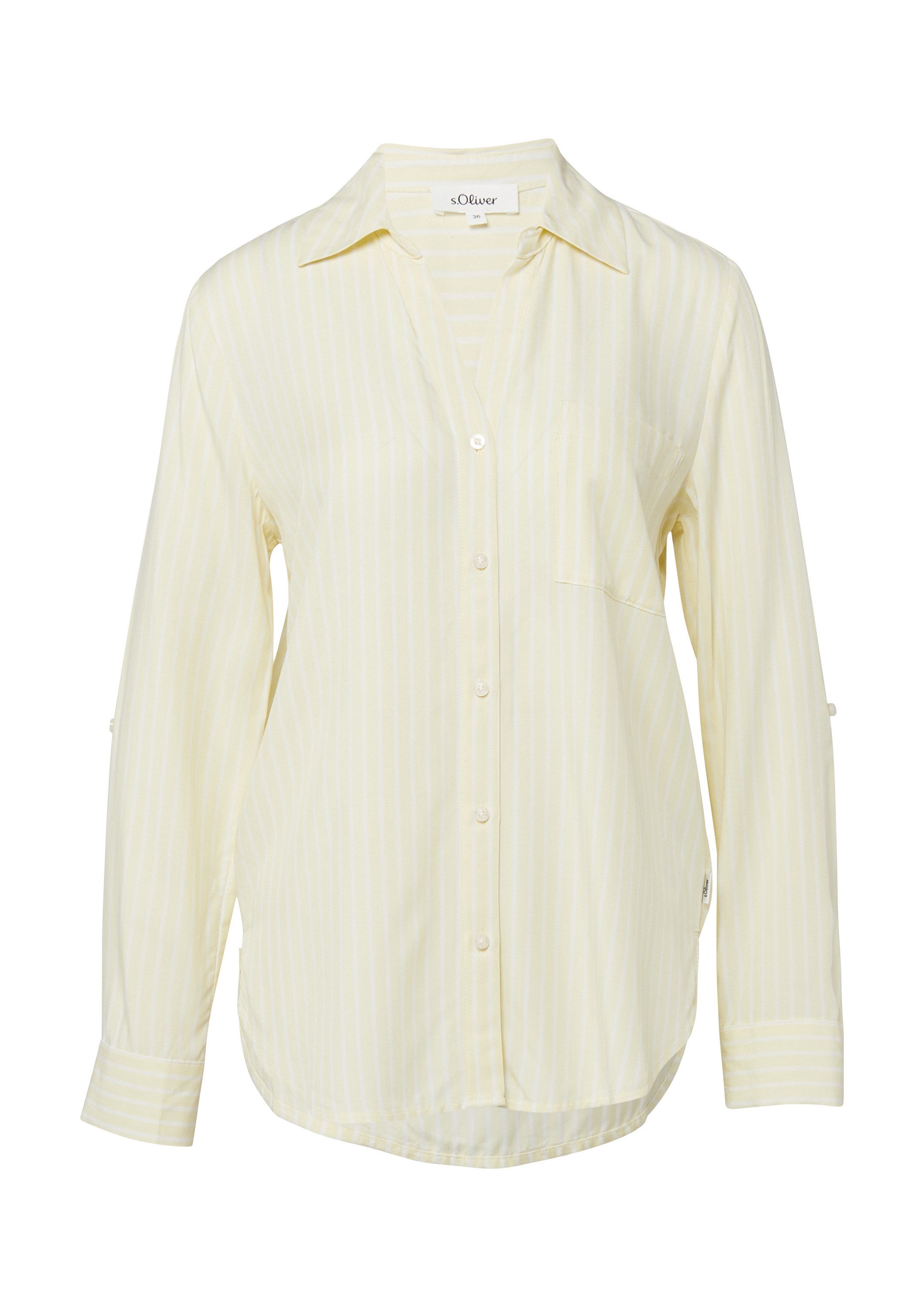 s.Oliver Langarmbluse Bluse Fließende Streifenbluse aus Viskose mit Turn-up