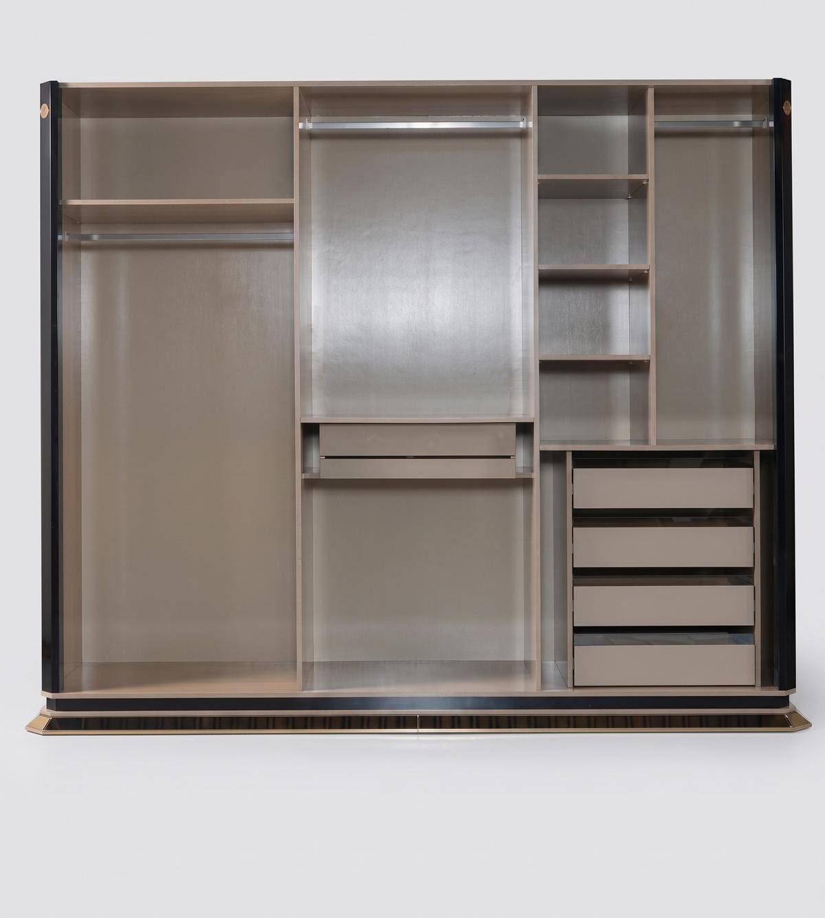 JVmoebel Kleiderschrank Schrank goldfarben schwarz Schlafzimmer Spiegel moderner Holz neu (1-St) Made in Europa