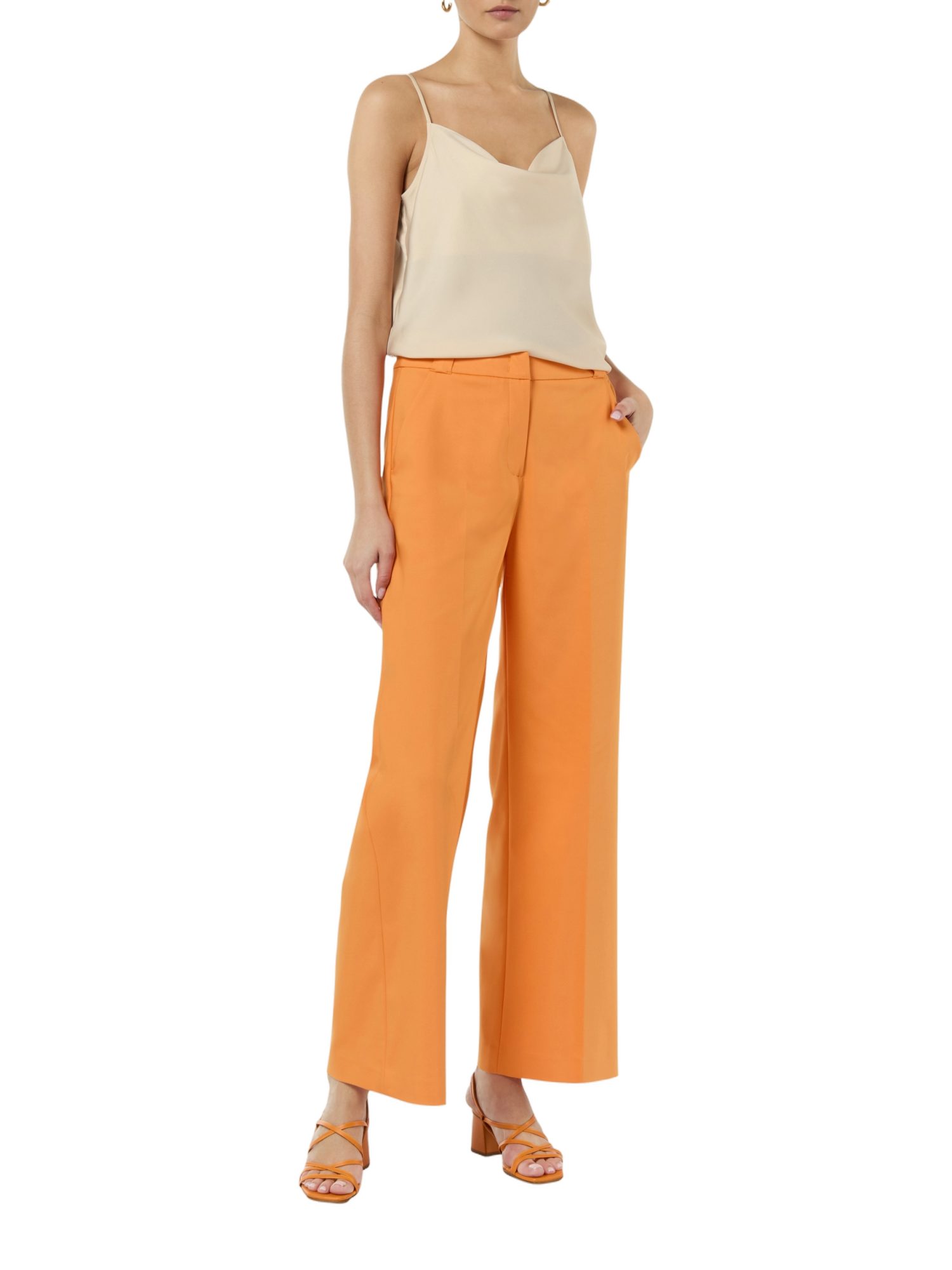 comma Stoffhose orange, Elegant, Baumwolle, Unifarben, Gerade, Mittel