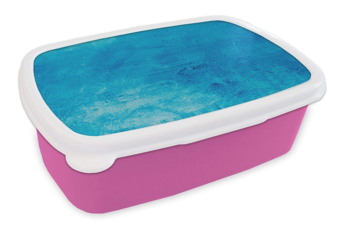 MuchoWow Lunchbox Farbe - Wand - Blau, Kunststoff, (2-tlg), Brotbox für Erwachsene, Brotdose Kinder, Snackbox, Mädchen, Kunststoff rosa