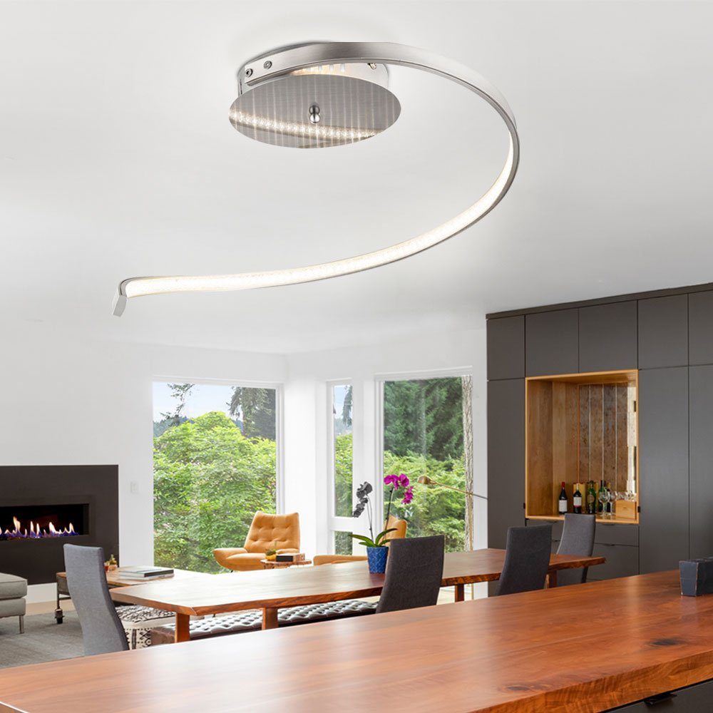 LED Decken Lampe silber Wohn Ess Zimmer Beleuchtung Design Flur Leuchte DIMMBAR 