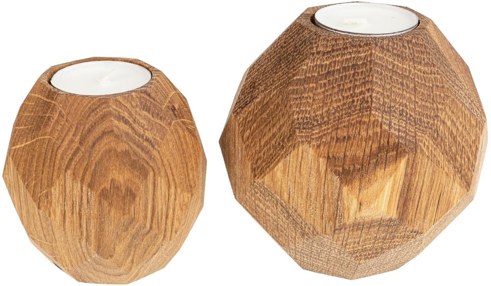 Holz Frank Teelichthalter Teelichthalter Set aus geölter Eiche – Kugeln im Diamantschliff – Bild 4 von 4