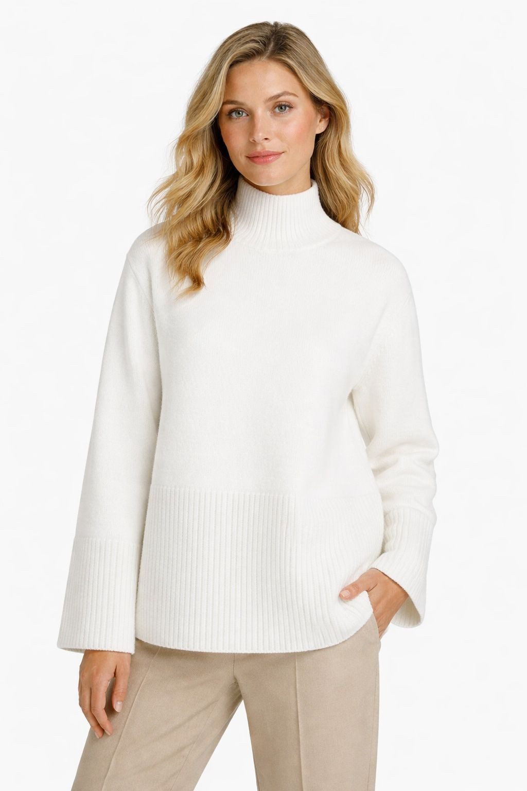 YAYA Stehkragenpullover Pullover mit gerippten Rändern