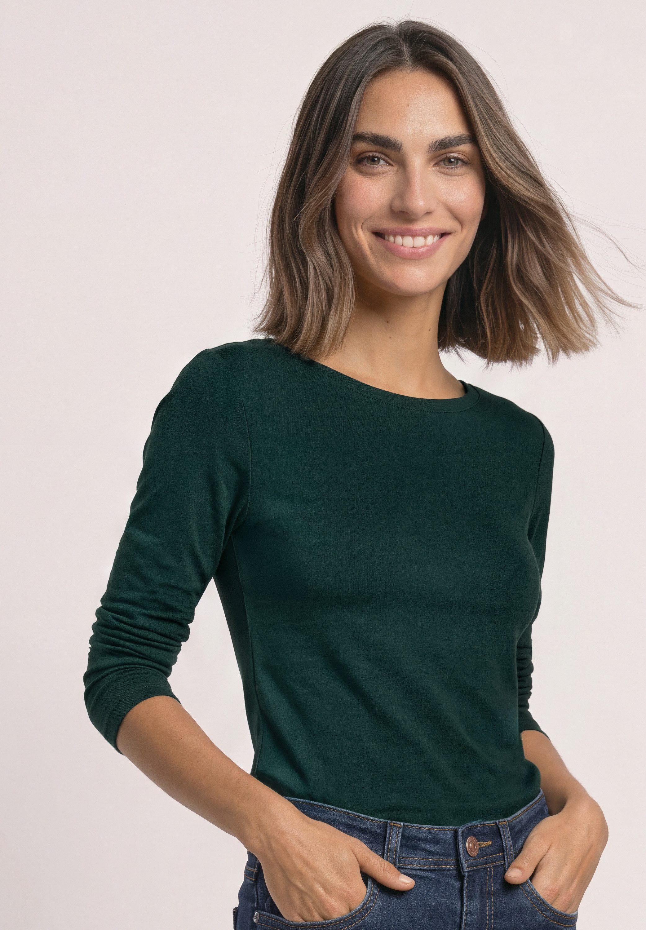 STREET ONE Langarmshirt mit U-Boot-Ausschnitt