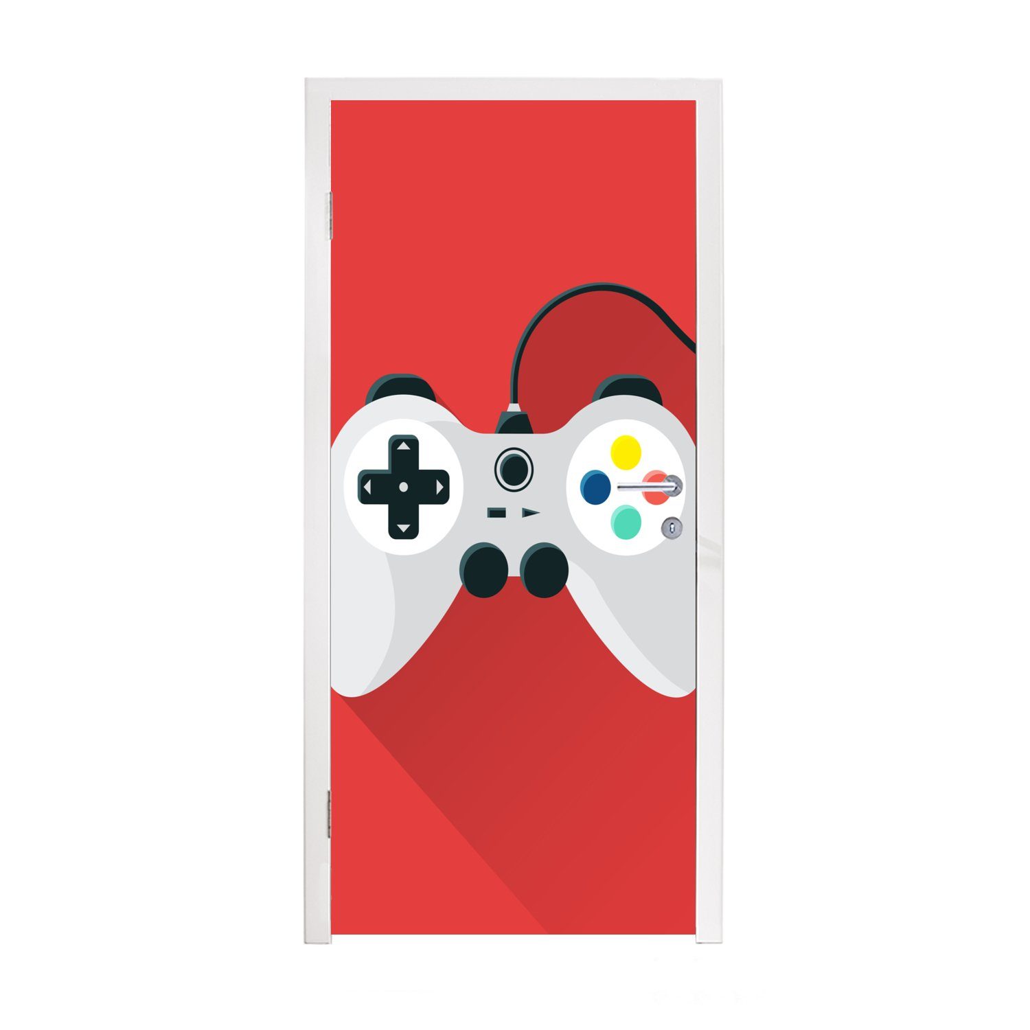 MuchoWow Türtapete Controller - Spiele - Rot, Matt, bedruckt, (1 St), Fototapete für Tür, Türaufkleber, 75x205 cm