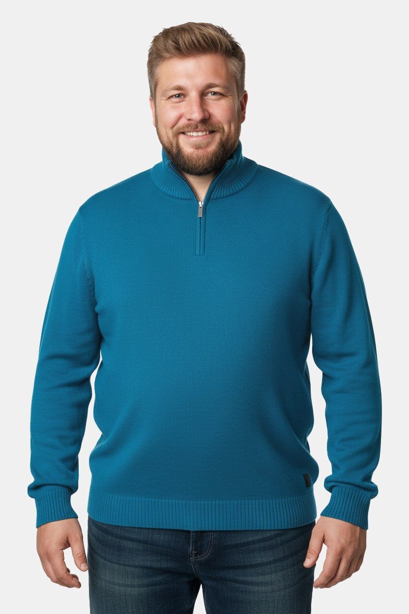 Rundhalspullover Troyer Pullover Stehkragen mit Zipper
