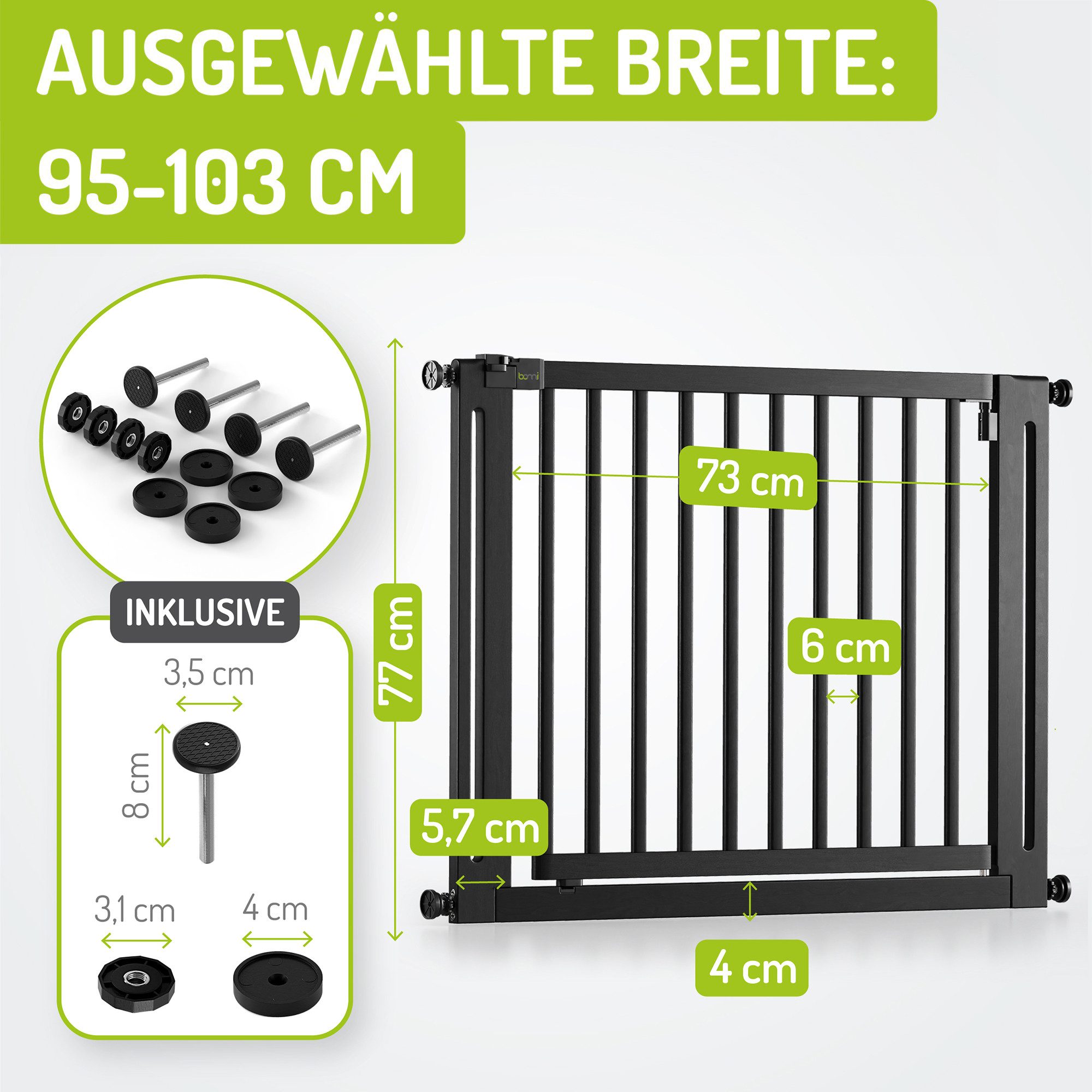 BOMI Türschutzgitter Kinderschutzgitter Miko 63-161 cm günstig online kaufen