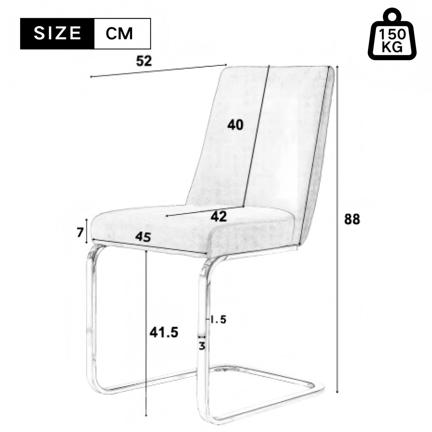 ANYSUN Esszimmerstuhl Freischwinger, Lounge-Sessel, Esszimmerstuhl,2er-Set, (Bürostuhl mit goldfarbenen Metall-Stützbeinen, 2 St), Geeignet für Wohnzimmer, Küche, Büro, Empfangsraum usw.