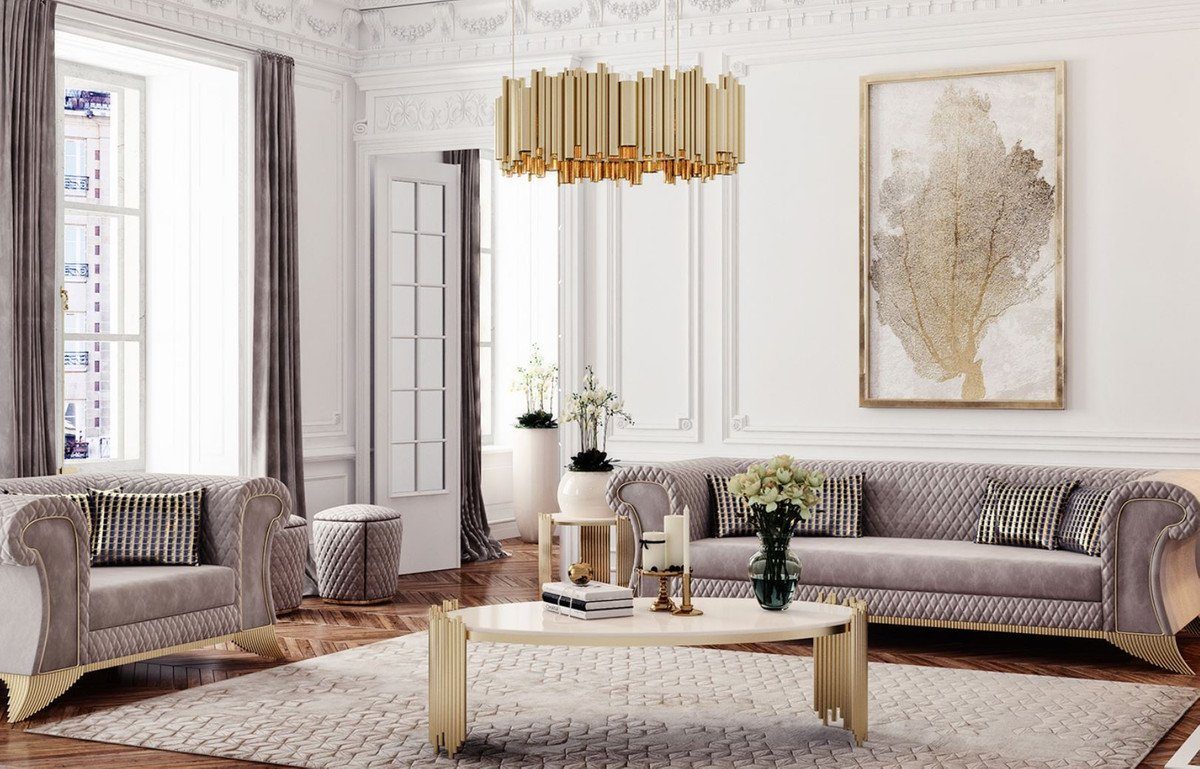 Casa Padrino Möbel Luxus Hotel - - Luxus Gold Deco & - Art Sofa Grau Art Deco Sofa Sofa Wohnzimmer Hotel Sofa / Wohnzimmer