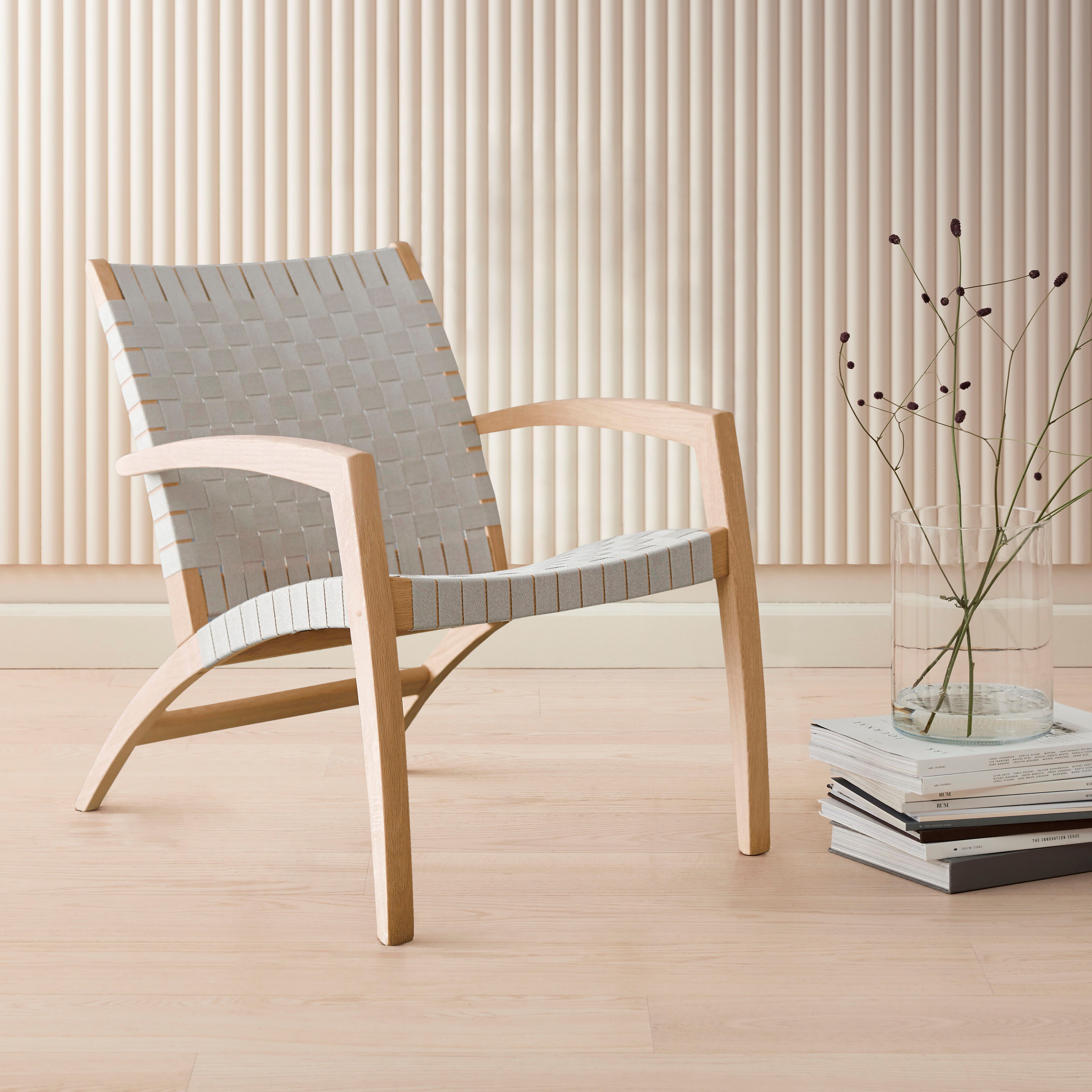Hammel Furniture Loungesessel Findahl by Hammel Luna, aus massiver Eiche, Sitz und Rückenlehne aus geflochtenem Gurtband