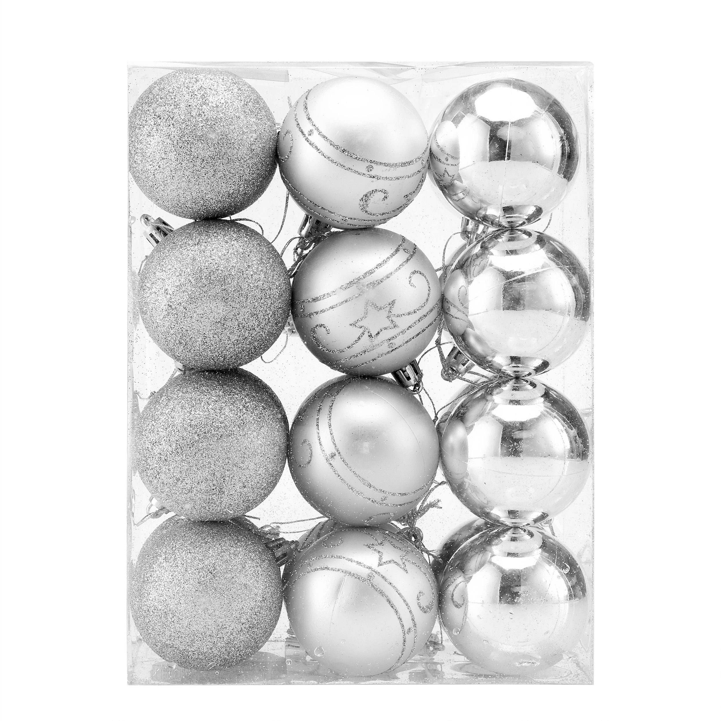 Casaria Weihnachtsbaumkugel (24 St), Christbaumkugeln 24 tlg 6cm matt glänzend glitzernd Christbaumschmuck. € 17,95