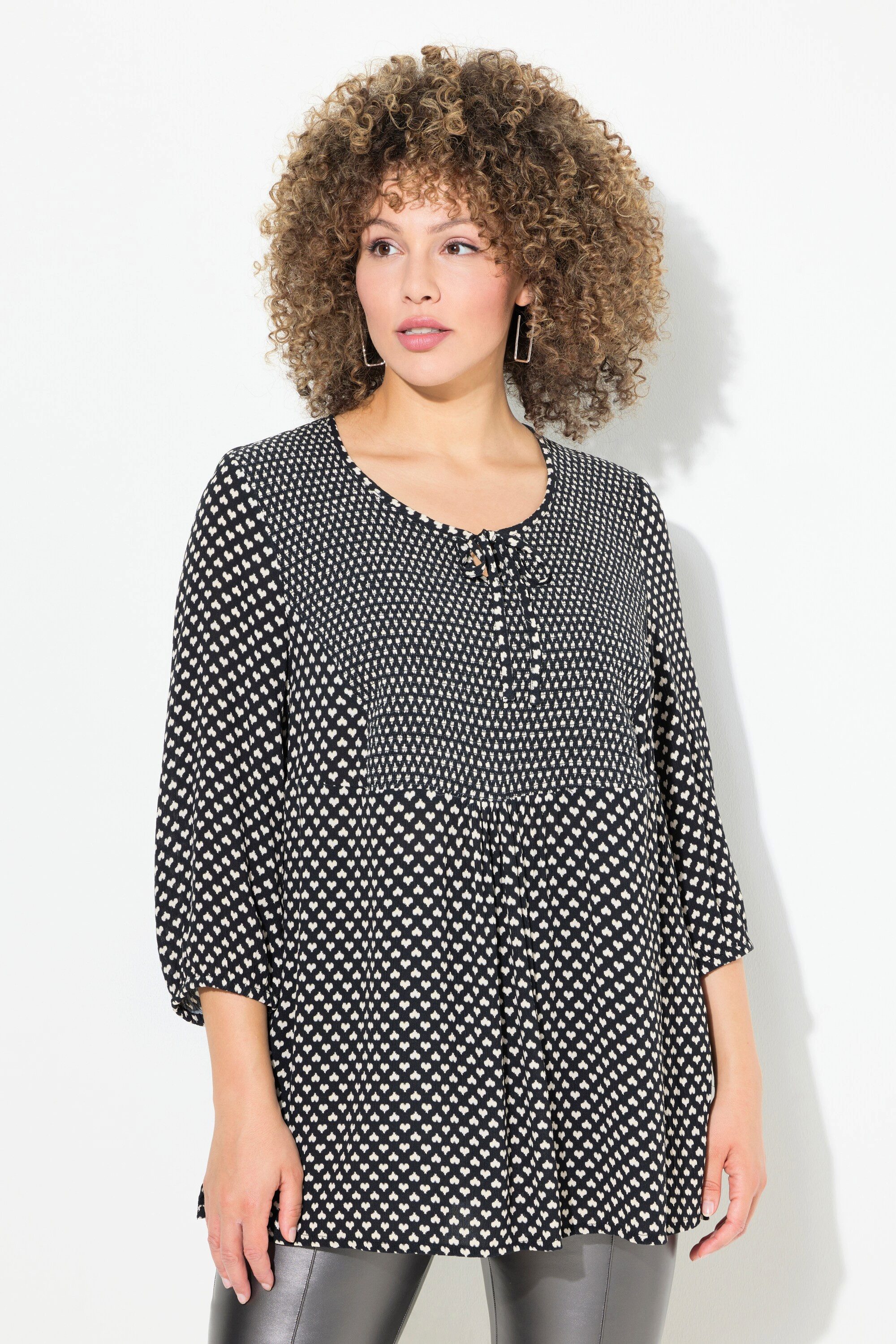 Ulla Popken Druckbluse Smokbluse Herzen A-Linie günstig online kaufen